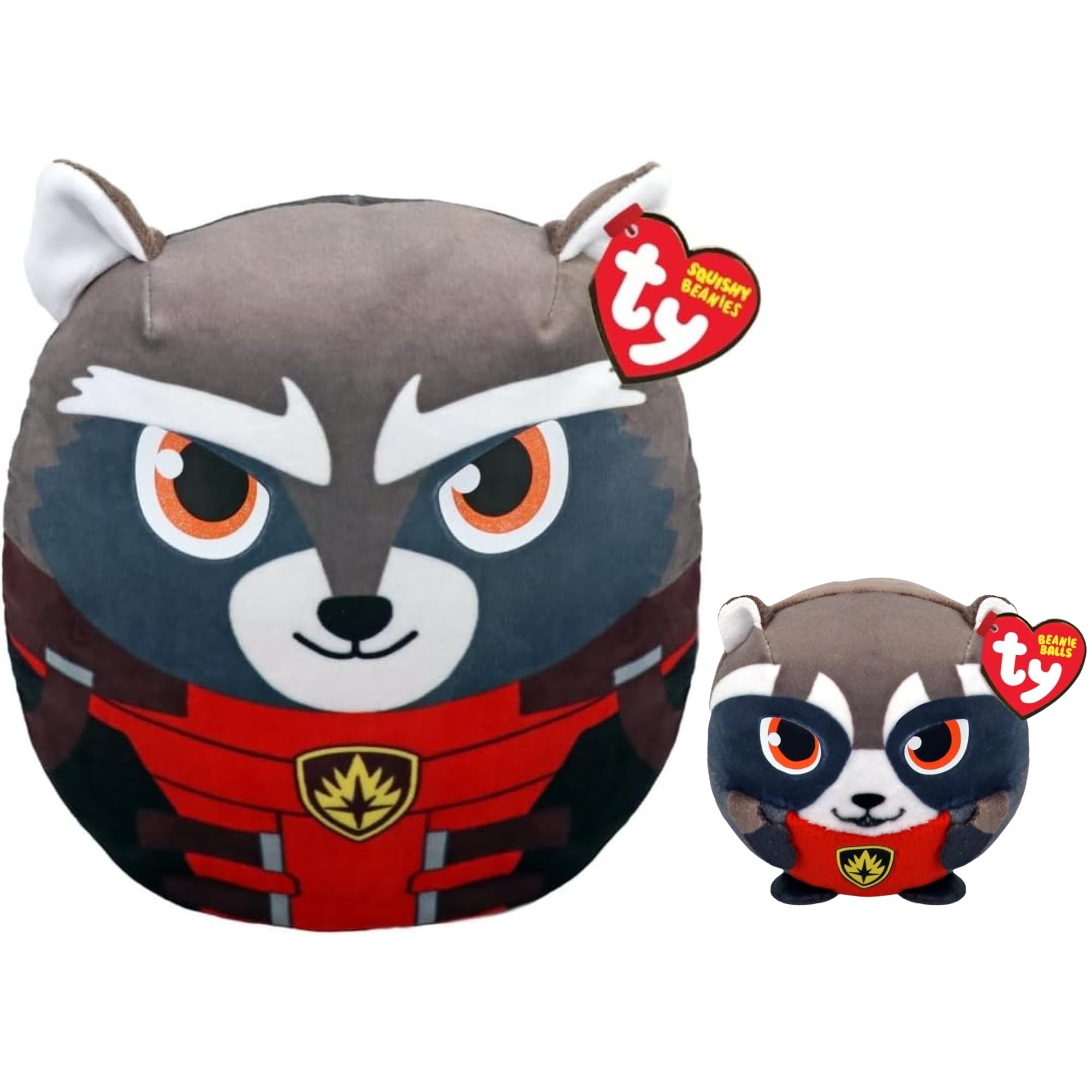 TY Marvel Super Soft Gift Quality Plush Squishy Beanies - (10" 20cm Squishy Beanies Rocket & Puffies Rocket)