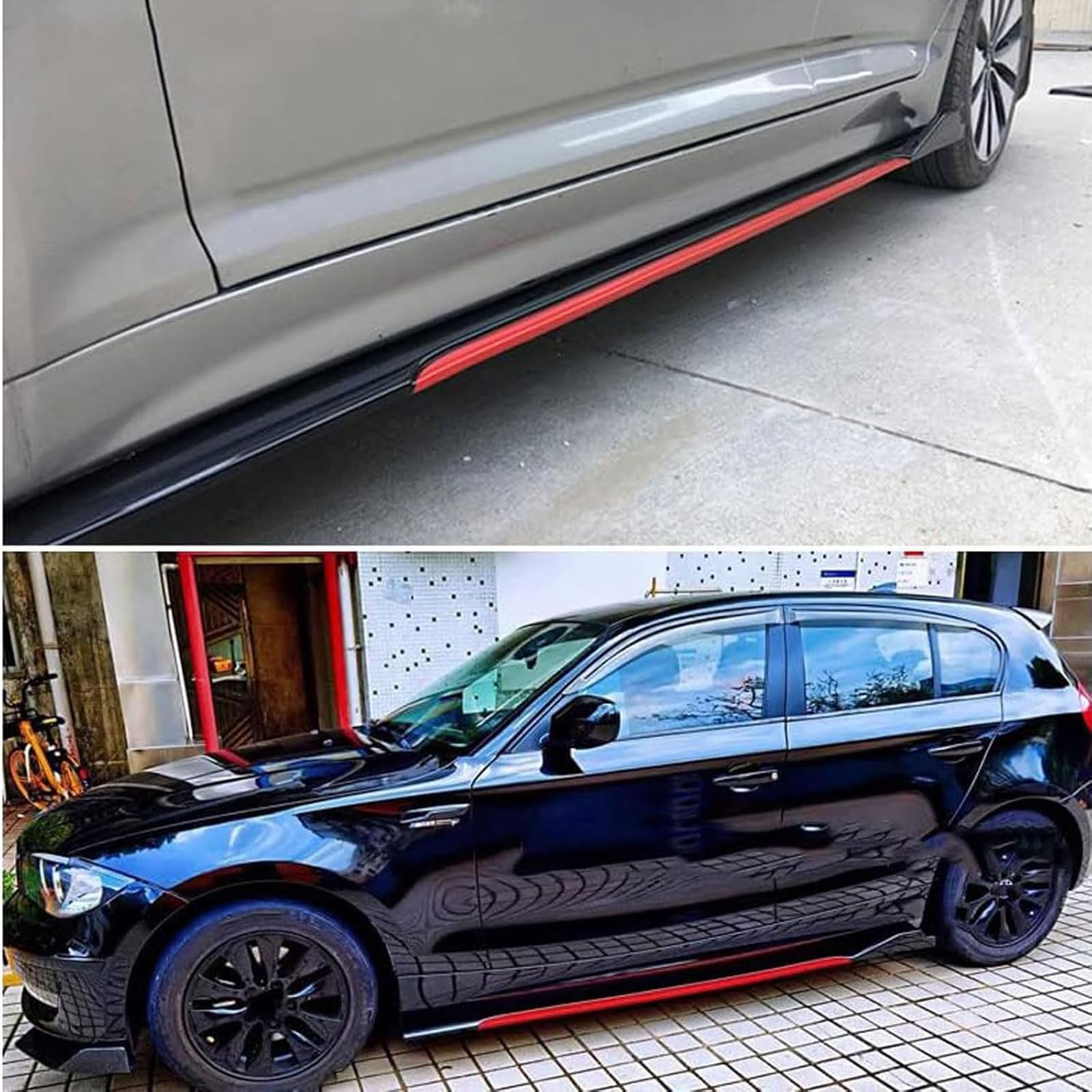 Jupes Latérales de Voiture pour Fiat 500X Urban 2018 2019 2020 2021 2022, Jupes Latérales Extensions Marchepied Latéraux Anti-Collision Protecteur Kit Accessoire,CarbonFiberLook-B