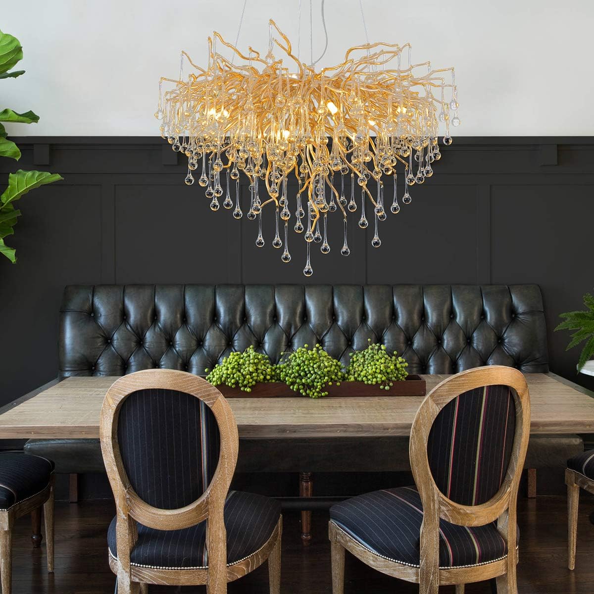 Suреr Bіg Clеаrаnсе! Modern Crystal Chandelier Lighting Ceiling Pendant Dining Room Foyer Entryway Chandeliers Flower Rain-Drop Hanging Light Fixtures Tree Twig Branch Fringe Style Gold (Dia 23.5' Round Gold) Blасk Frіdау - 50% оƒƒ Modern Crystal Chandelier Lighting Ceiling Pendant Dining Room Foyer Entryway Chandeliers Flower Rain-Drop Hanging Light Fixtures Tree Twig Branch Fringe Style Gold (Dia 23.5' Round Gold)