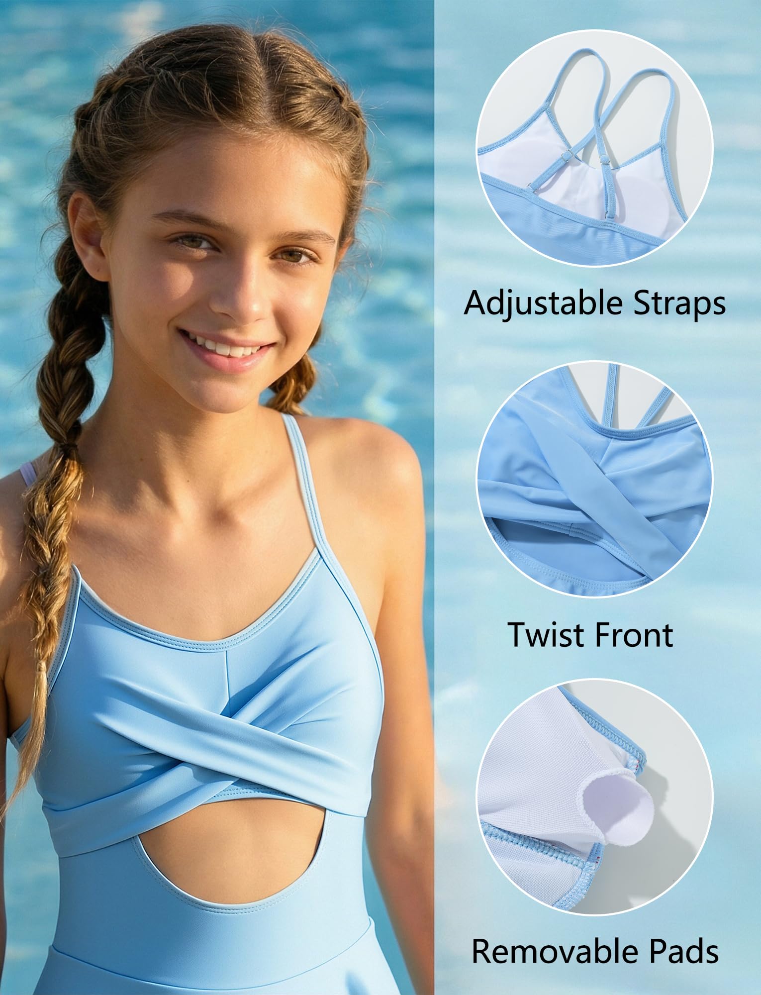Happy Cherry - Niña Traje de Baño de Una Pieza para Playa Surf Piscina Verano Bañador Moda de Natación Niñas Chicas Ropa de Baño Swimsuit - 9-16 Años