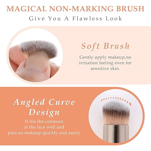 Miniatura 7 de WLLHYF Brocha correctora para base mini ángulo plano Kabuki cepillo de contorno de nariz mezcla líquida polvo mineral herramientas de maquillaje