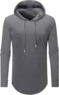 Aiyino Men's Hipster Hip Hop Longline Pullover Hoodies Shirts
