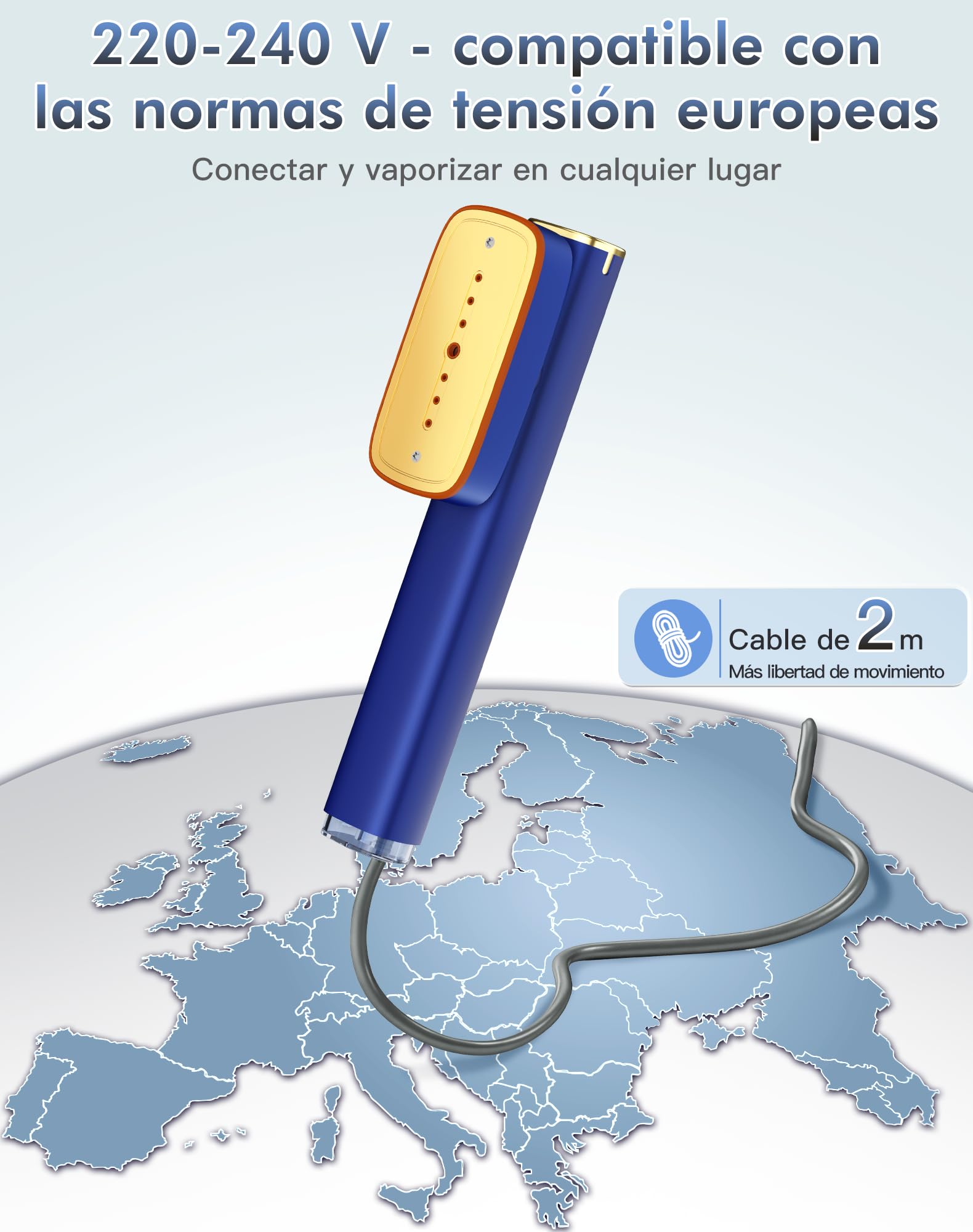 Défroisseur à Main,1200W Steamer,15S Chauffage Rapide,Réservoir 120ml amovible,Vapeur 22g/min, Défroisseur vertical 2 en 1 Bleu.