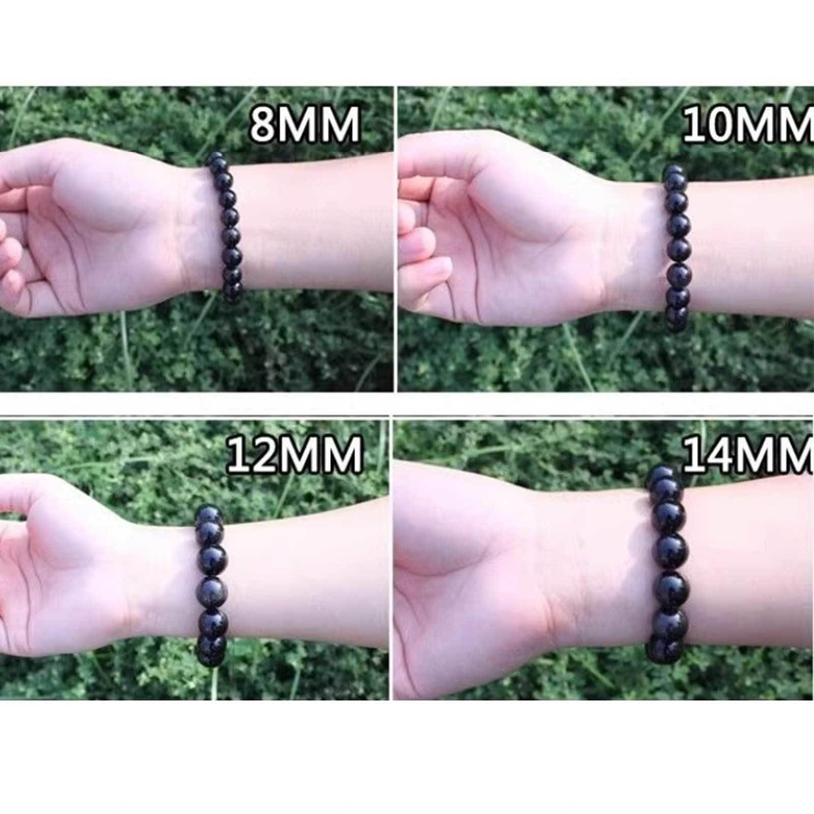 Natürliches Schwarzes Obsidian-Schutzarmband für Damen und Herren – Handgefertigtes Edelsteinarmband - Yoga-Armband - Stretch-Armband mit Runden Steinperlen,16mm