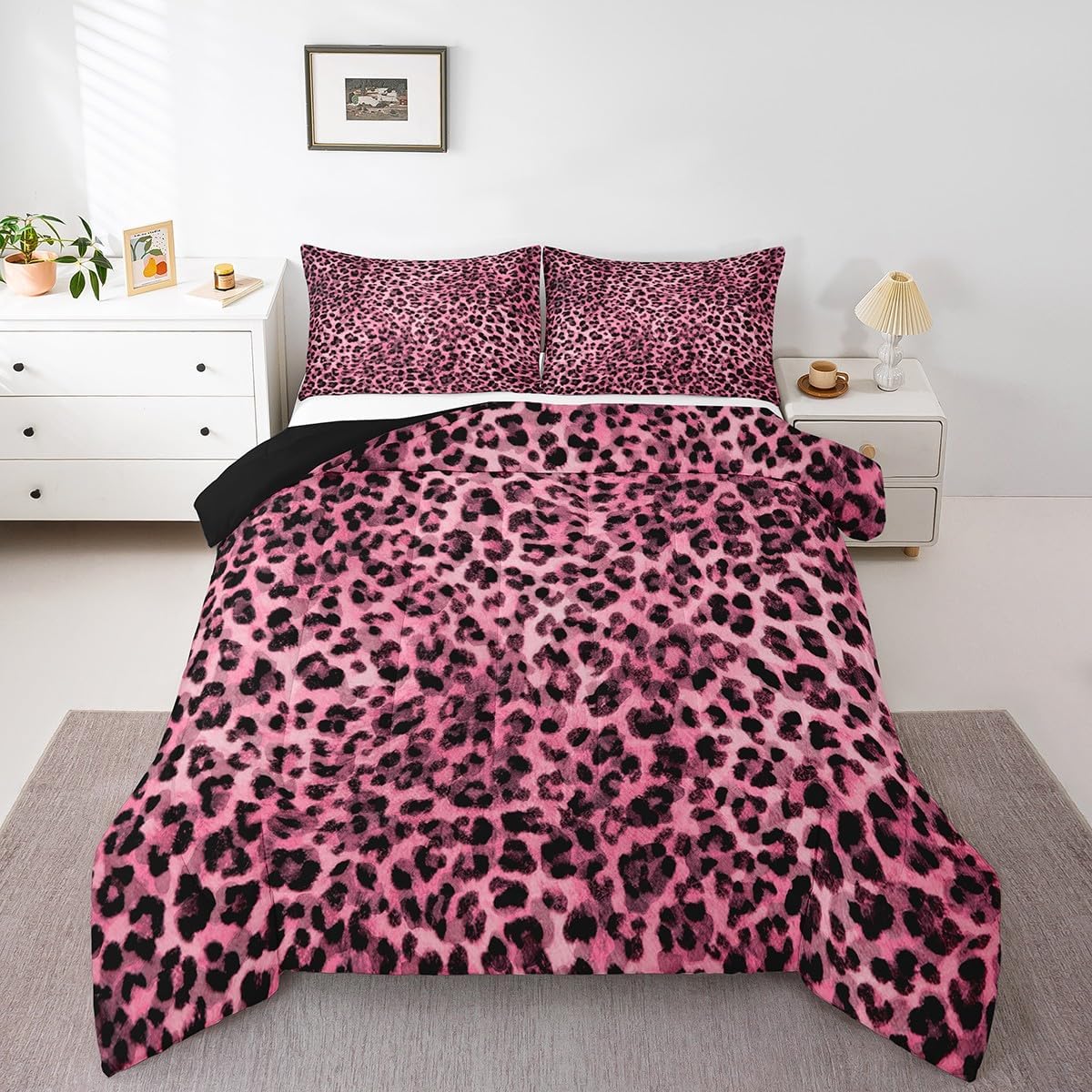 Feelyou Kids Safari Leopard Print Duvet Insert Toddler Size, Cheetah Bedding Set Animal Fur Comforter Set Boys Girls Teens Bedroom Decor 2Pcs
