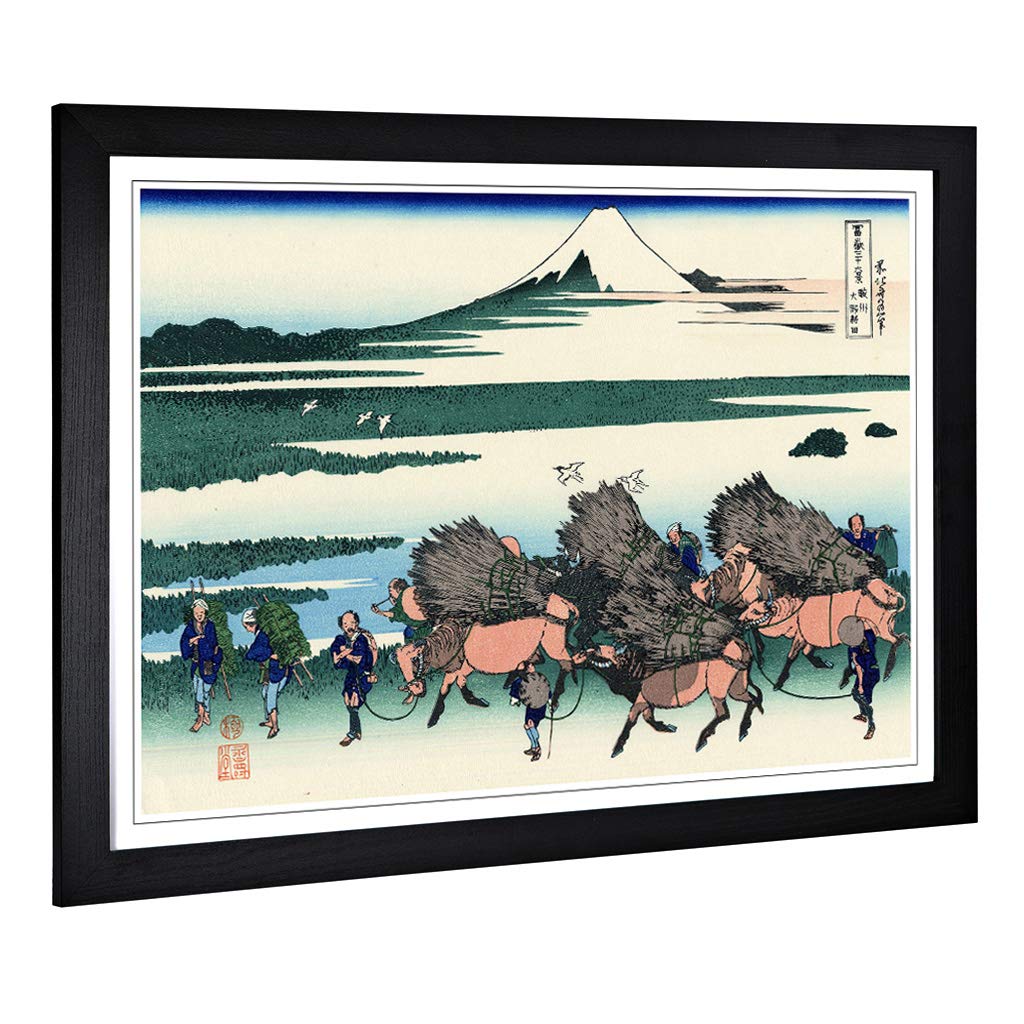 Big Box Art Framed Print of Hokusai Japanese Oriental Suraga Province Design | Wall Art Picture | Home Decor for Kitchen, Living Room, Bedroom, Hallway, Black, A2 / 24.5x18 Inch / 62x45cm