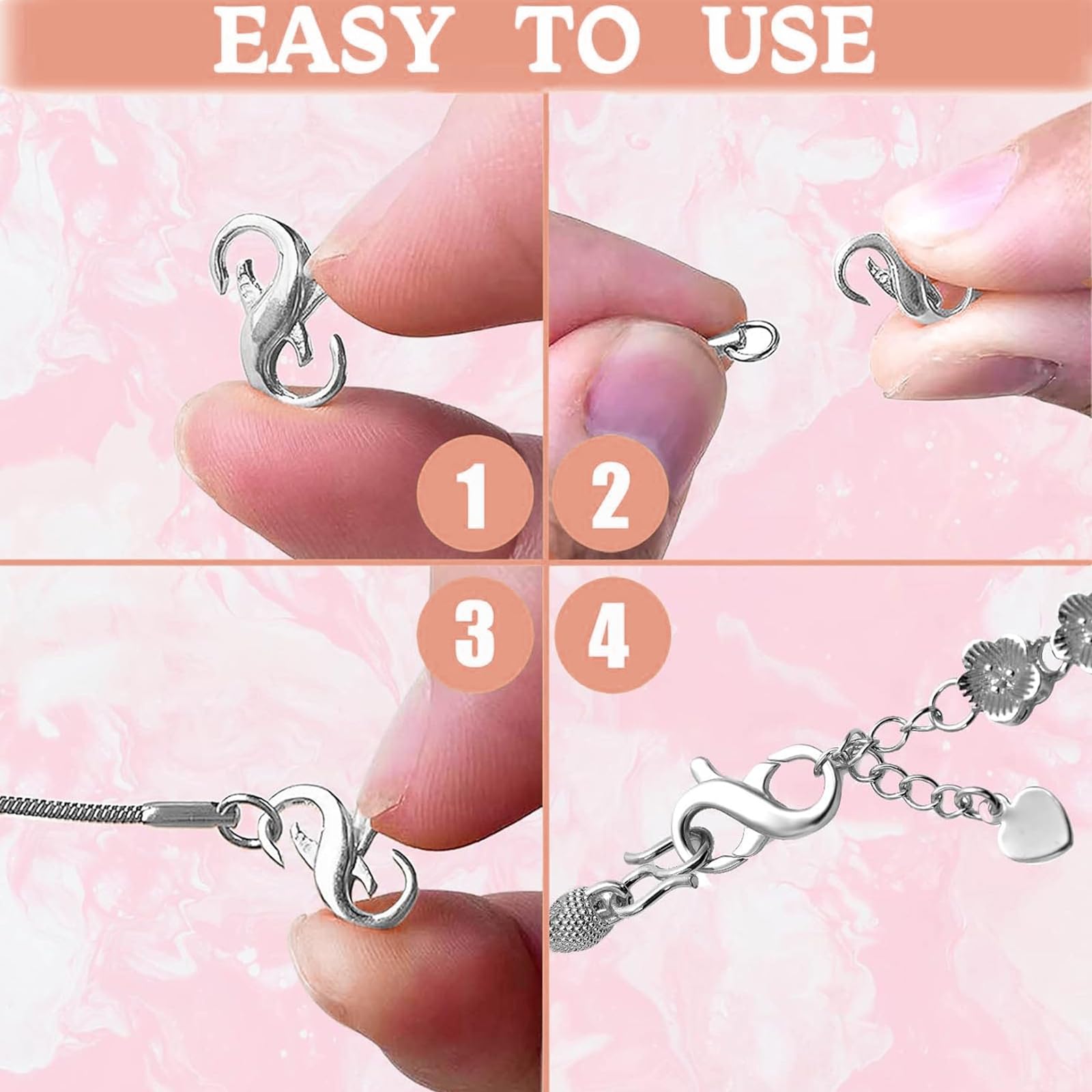 Moschettoni Gioielli Argento 925 - 2 Pezzi Chiusure Doppia Sicurezza Per Bracciali E Collane - Foto 10