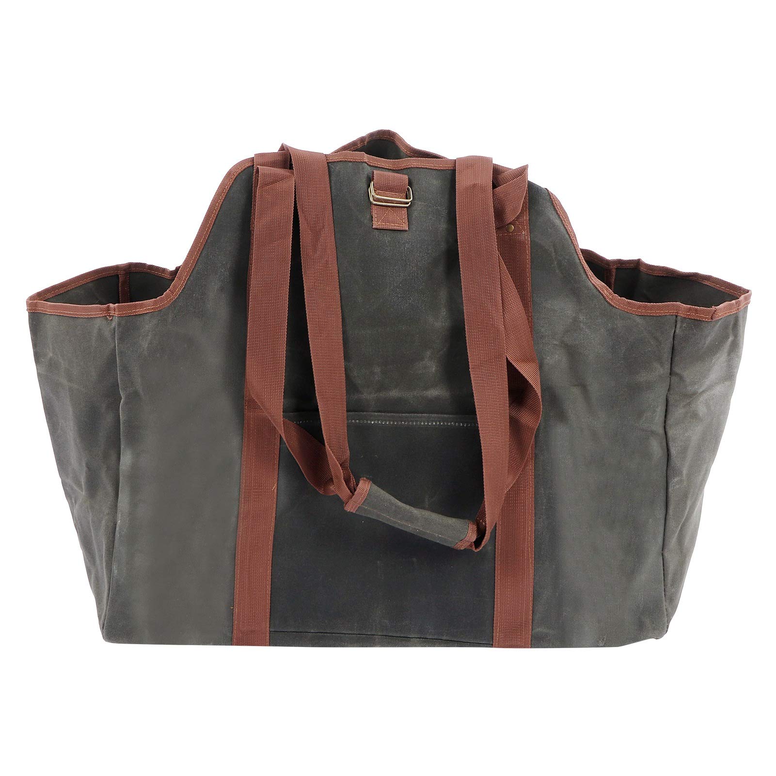Borsa per Trasporto Legna da Ardere, per Stufa a Legna con Manici Spessi Imbottiti, Tela Cerata Impermeabile, Grande Capacità, Tasche Laterali, Design Completamente