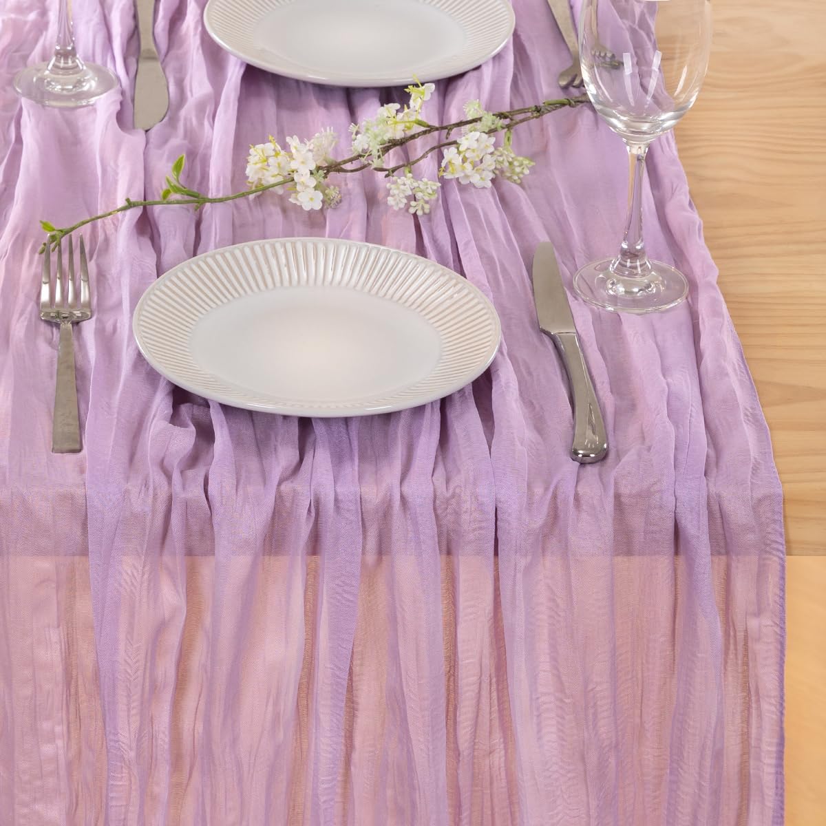MLMC 12 Pack Lilac Purple Table Runner 10ft Rustic Gauze Lavender Cheese Cloth Table Runner 35x120 Inches for Romantic Wedding Bridal Shower Baby Shower Birthday Decor