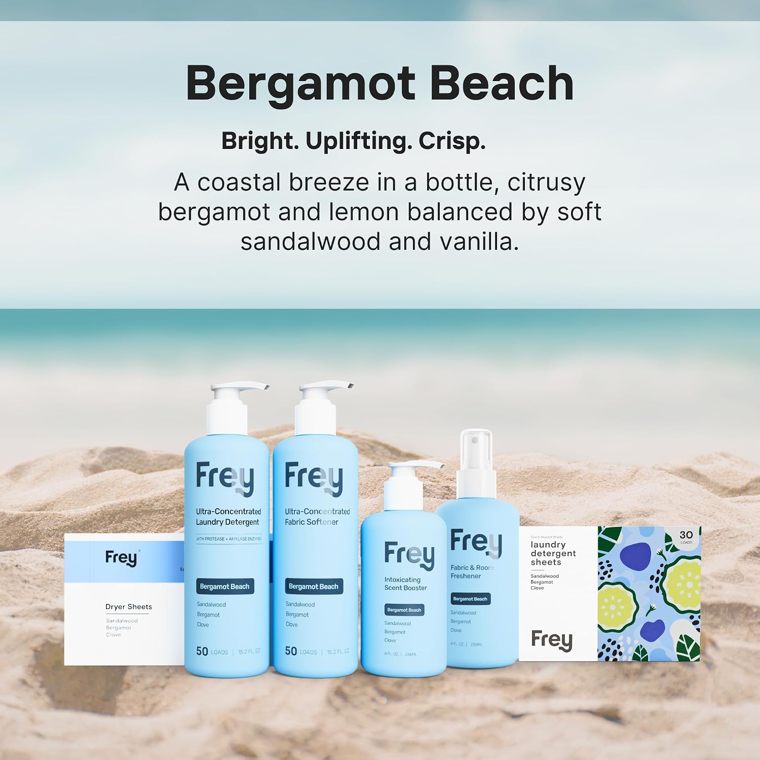 FREY Naturally Scented Dryer Sheets, 1-Pack, Bergamot Beach
