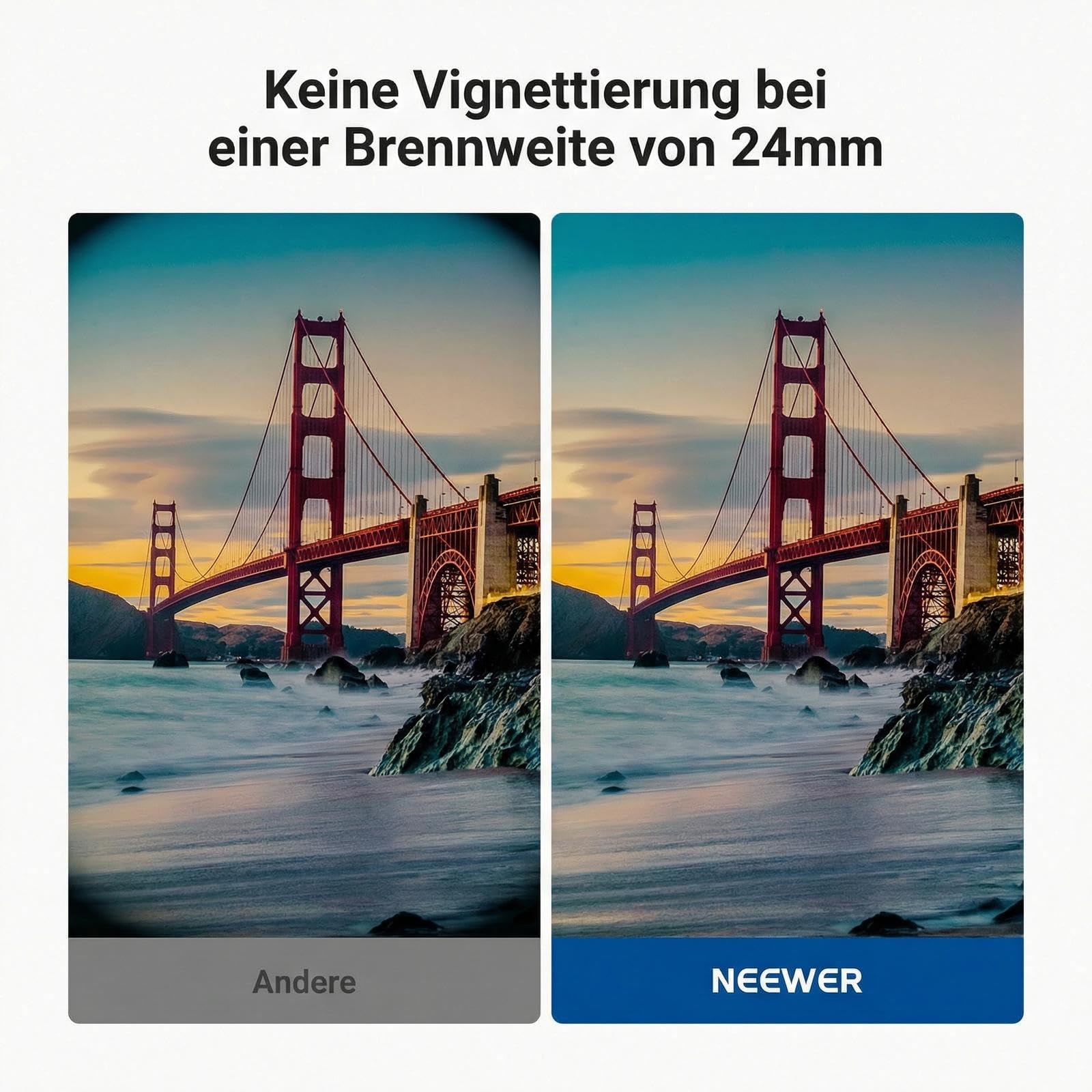 NEEWER BASICS 55mm variabler ND Filter, ND2-400 1-9 Stops Lichtreduzierung, drehbarer variabler Graufilter Neutraldichtefilter mit Anti Fingerabdruck Beschichtung, schlanker Rahmen für Kameraobjektive