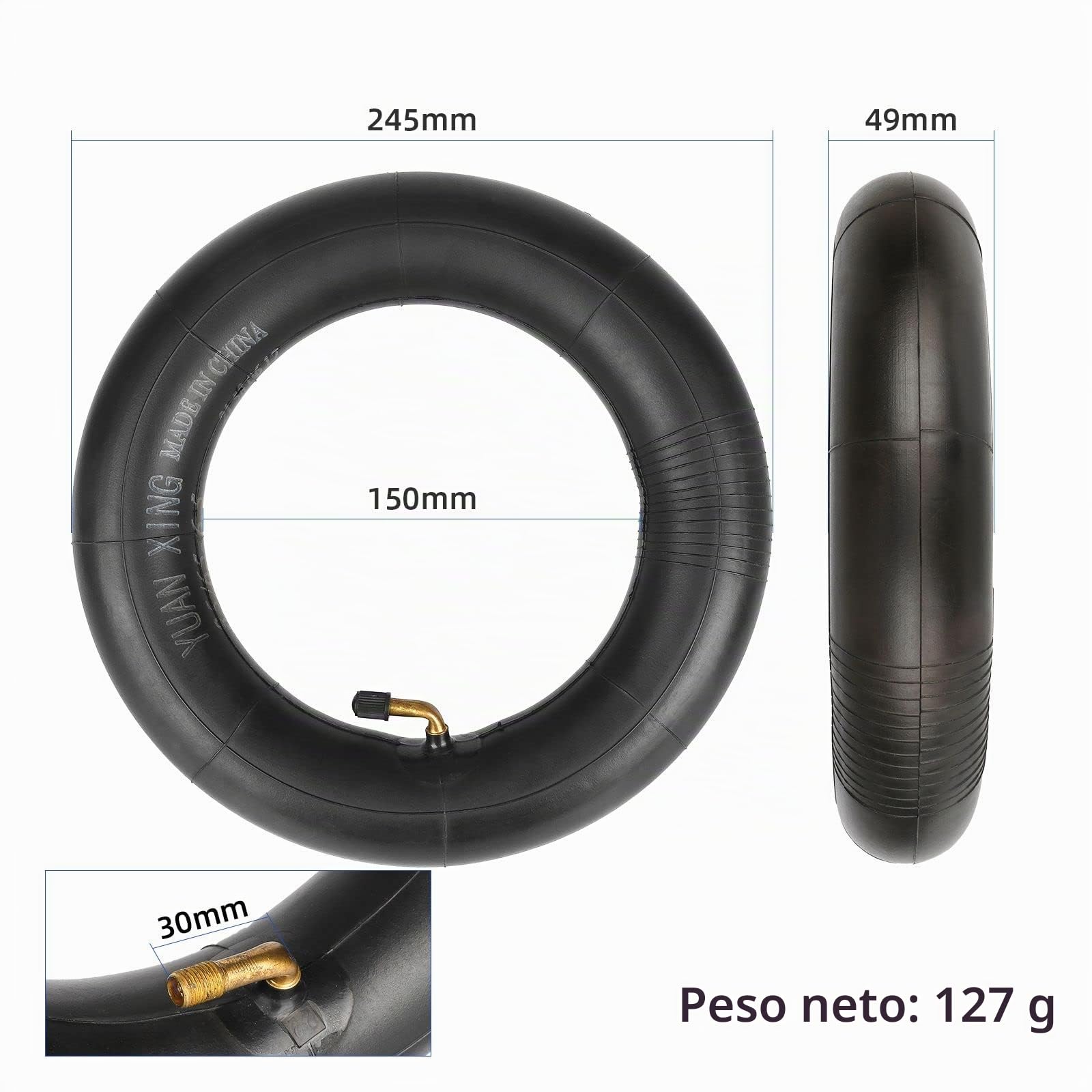 85/65-6.5 Cámara de aire de espesor para Kugoo G-Booster G2 Pro Ninebot Mini Pro Válvula en ángulo Recta Neumático delantero trasero (1 pieza - Válvula en ángulo)