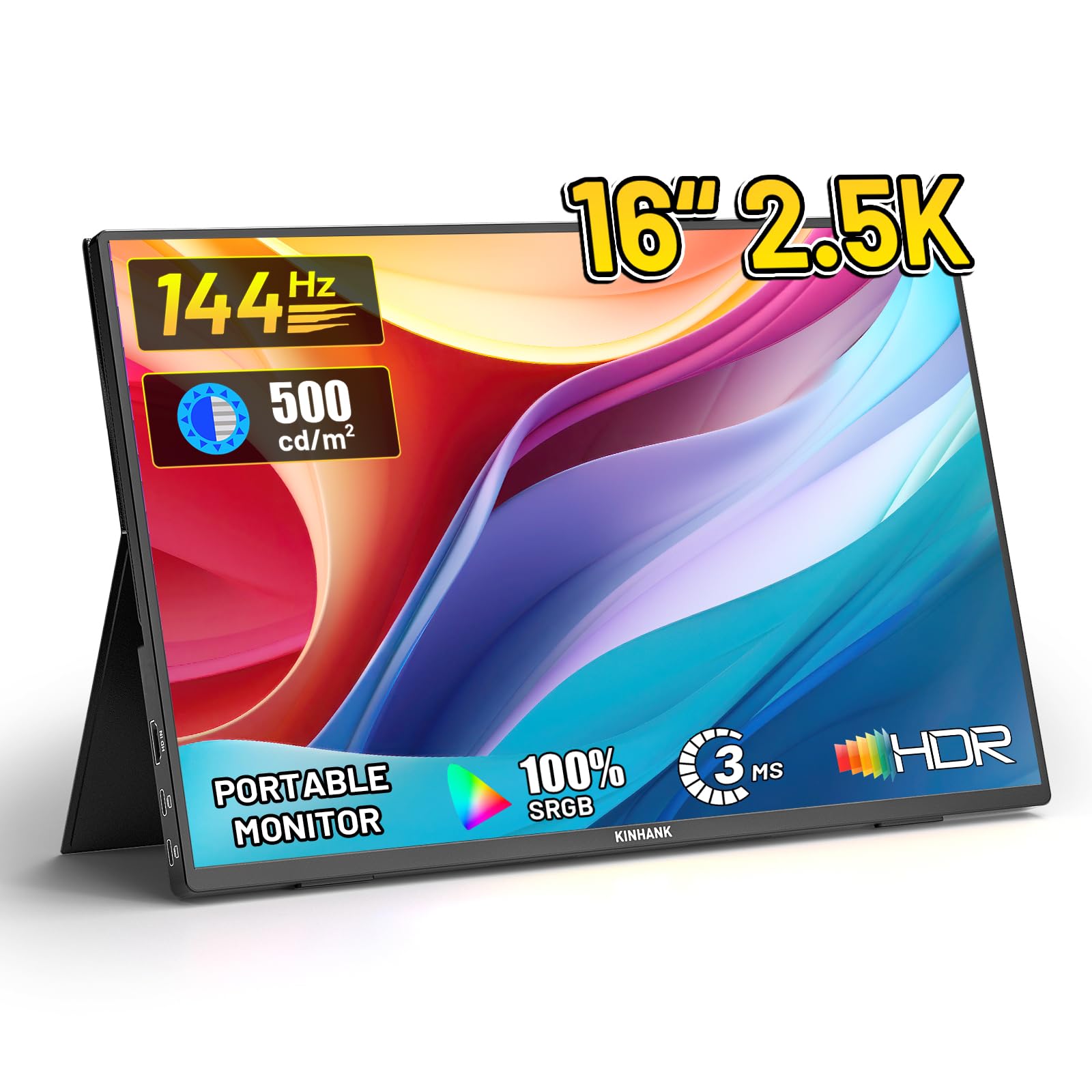 Kinhank 16インチモバイルモニター K16 Amazon.com: Kinhank 16'' 2.5K Portable Screen 144HZ,2560