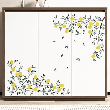 Lemon Tree Branch Wall Stickers Green Leaves Wall Decals