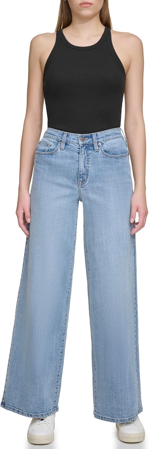 DKNY Womens High Rise Wide Leg Jeans - Image 2