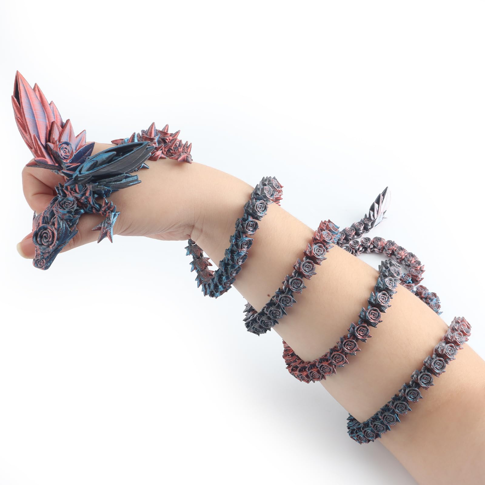 critigulf 3D Printed Giant Long Dragon - Largest Size Toothless with Wings and Pangolin Features (Silver-red-Bronze) — image 1