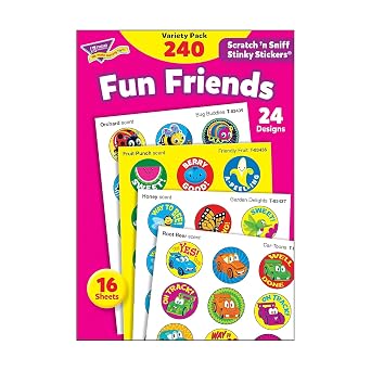 Fun Friends Stinky Stickers Variety Pack by TREND Enterprises, Inc.; 240 ct.; 24 Designs, 4 scents