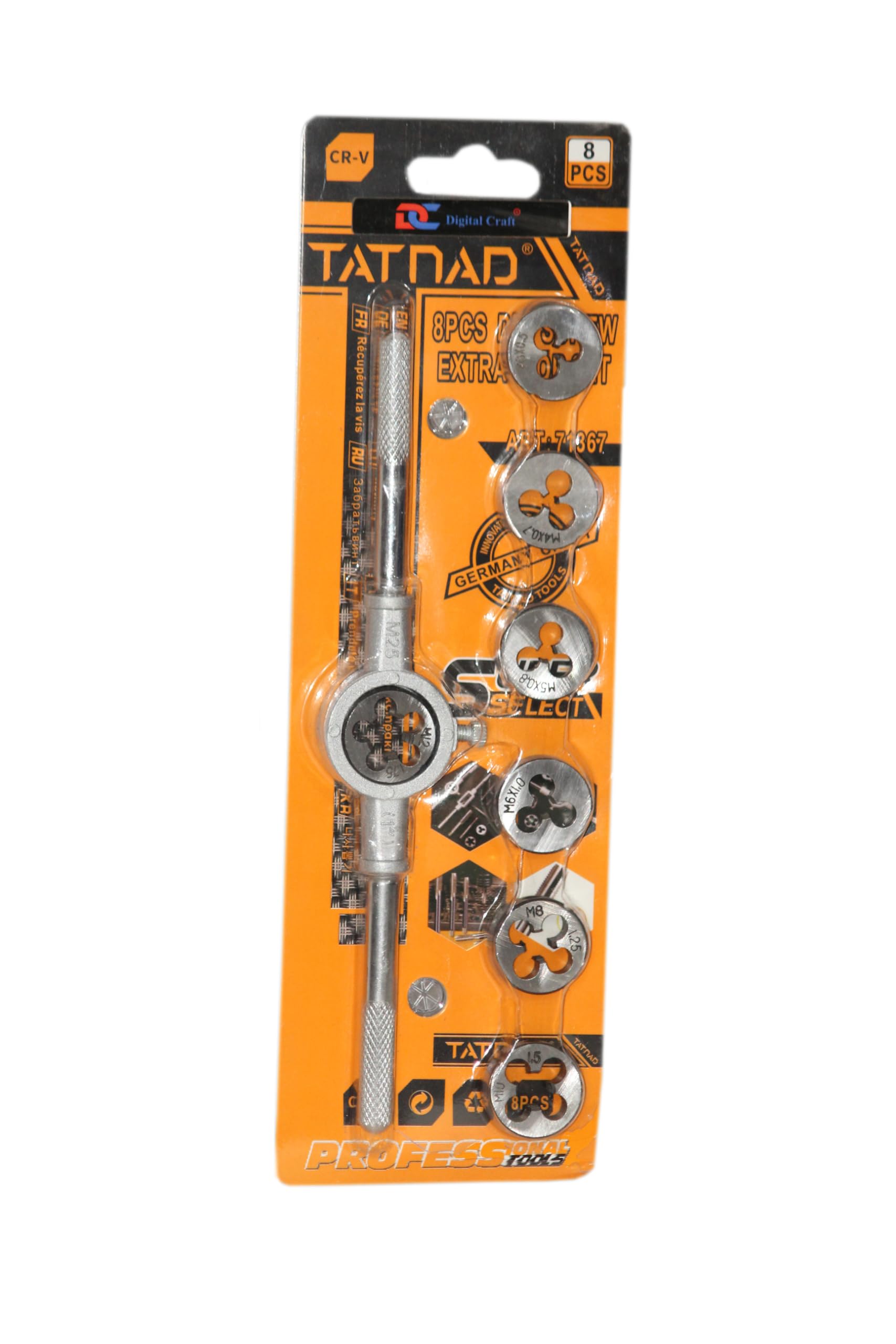 Digital Craft 8Pcs Metric Hand Tap and Die Set, M3-M12 Screw Thread Plugs, Straight Taper Reamer Tools-image-40