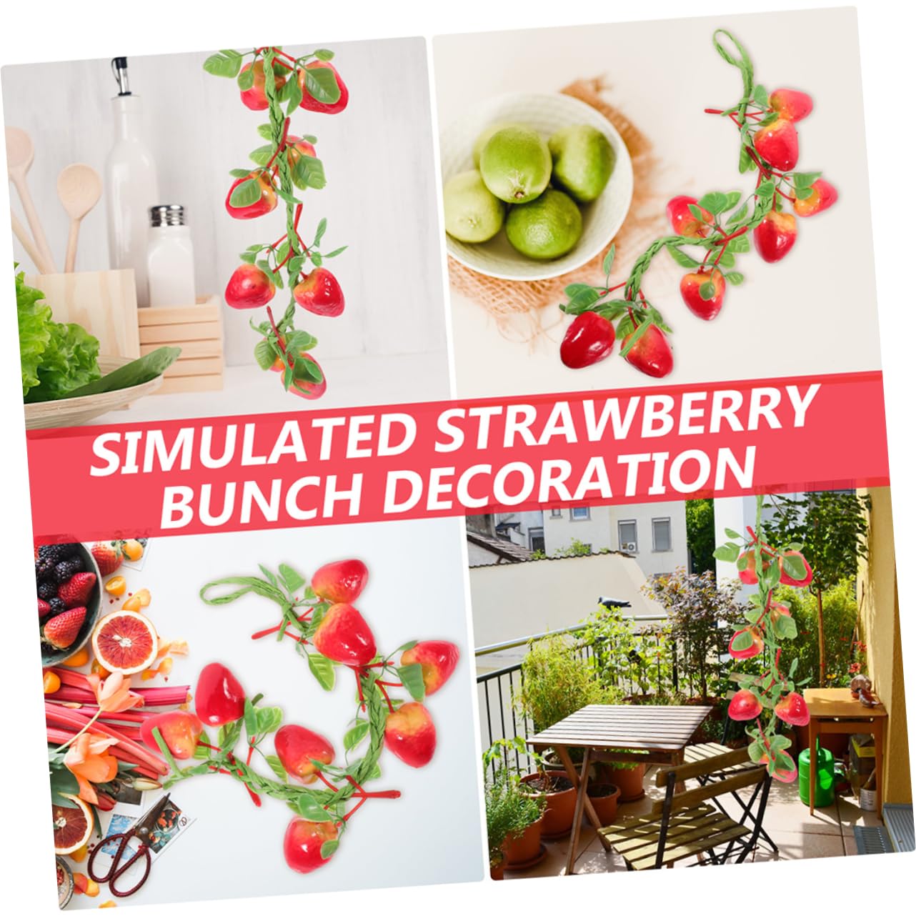 8pezzi Frutta Artificiale Decorativa Con Vite Di Fragole Simulazione Realistica Per Fotografia Decorazione Festa e Ambienti Creativi Facile Da Pulire e Leggera
