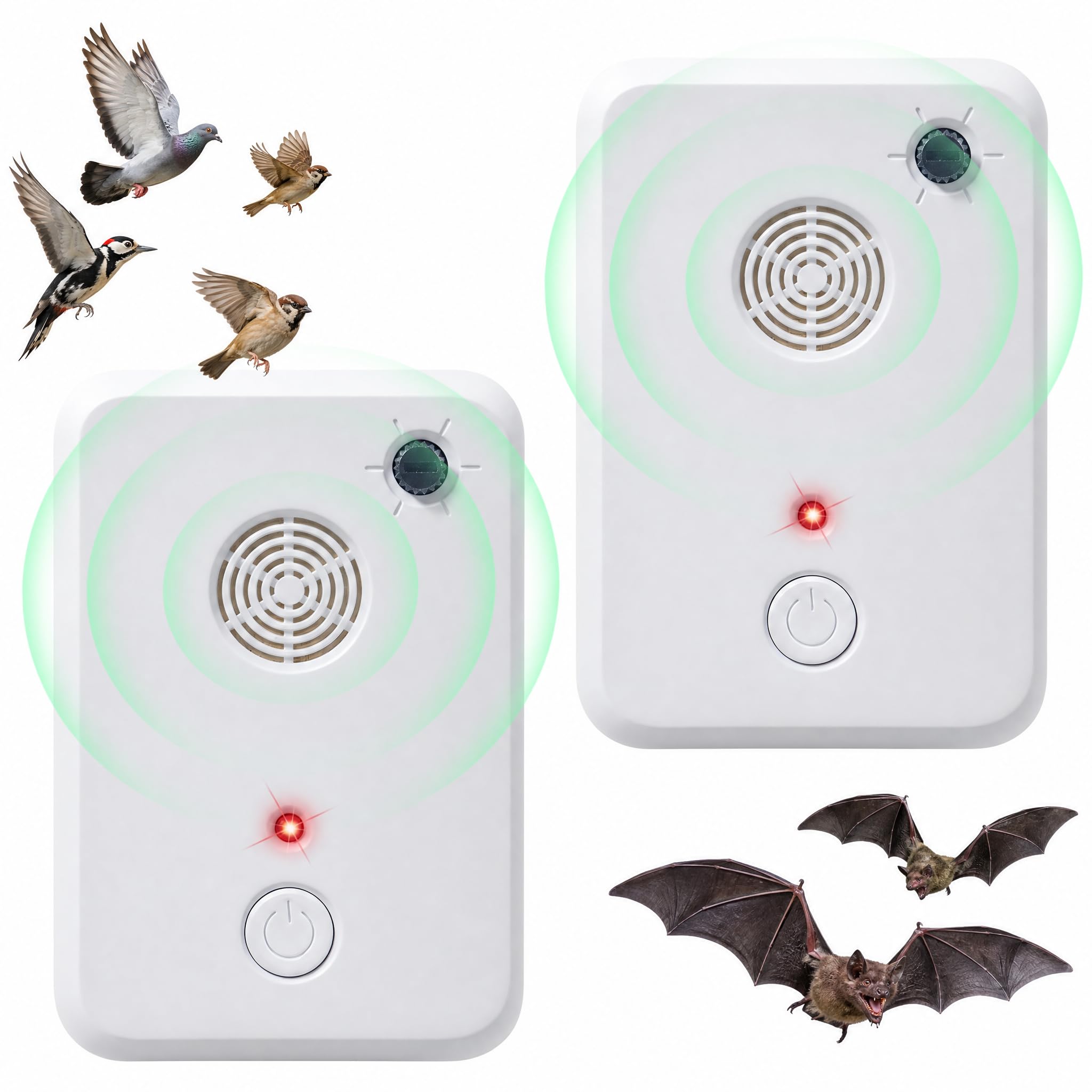Photo 1 of 2026 Ultrasonic Bird Repeller & Bat Deterrent for Attic Woodpecker Deterrent for House Pigeon Repellent Indoor to Keep Birds Bats Away from Patio Rooftops Porch Balconies(2Pack)