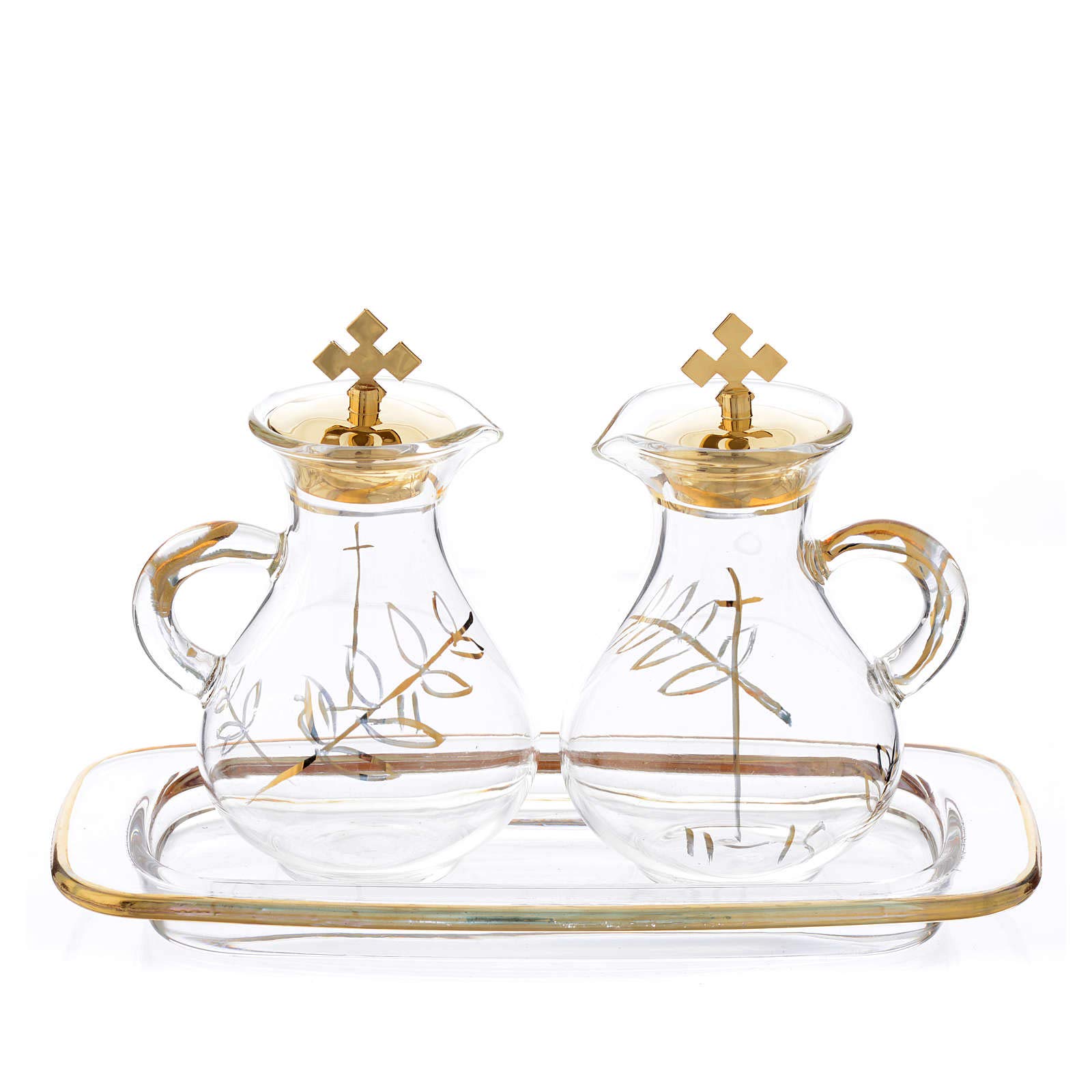 Holyart Vinajeras de vidrio: Vinajeras de vidrio con decoración de oro