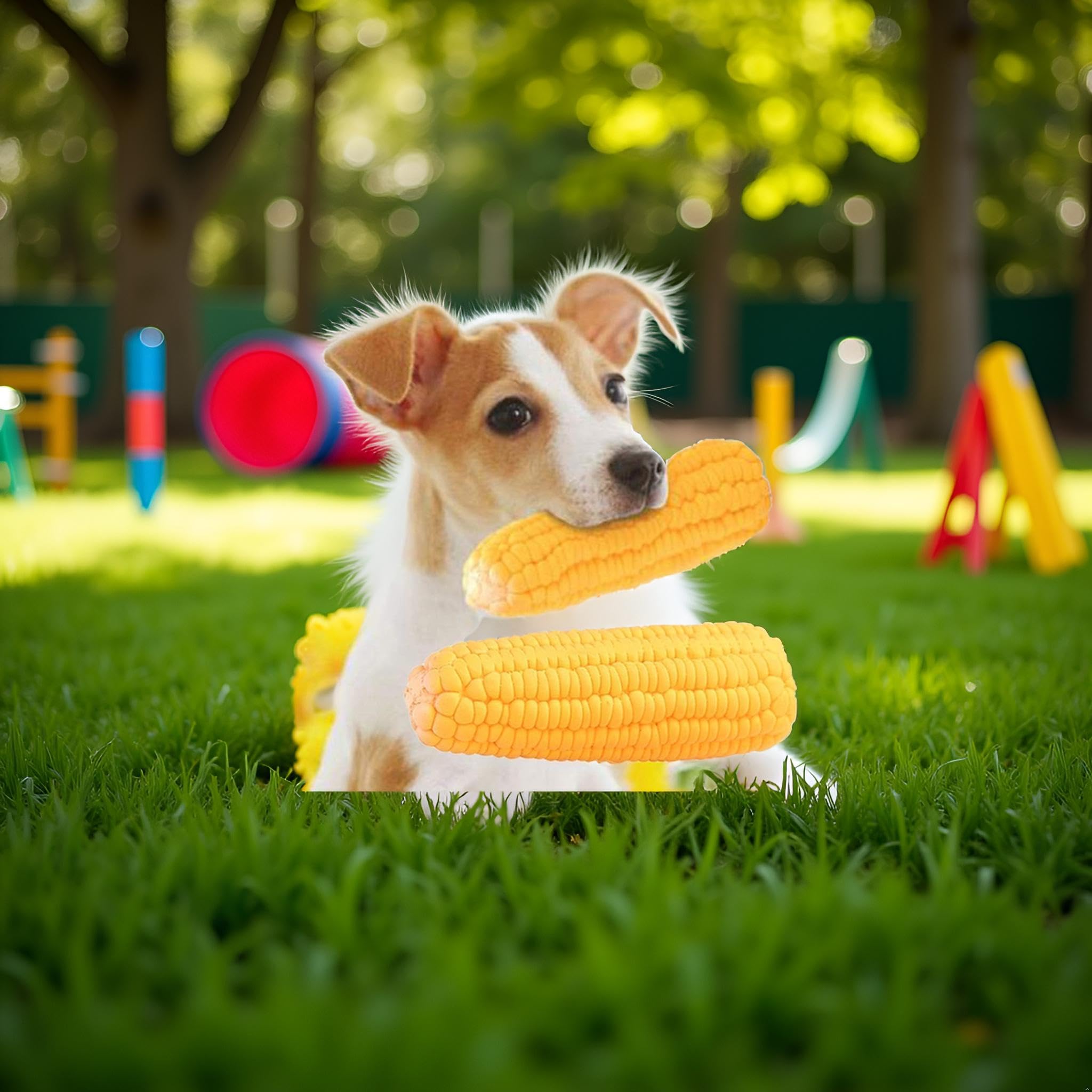 Zhhuoc 1Pc Yellow Pet Dog Puppy Latex Corn Shape Squeaky Bite-Resistant Interactive Play Chew Toy Pet Supplies Toy Corn - Image 4