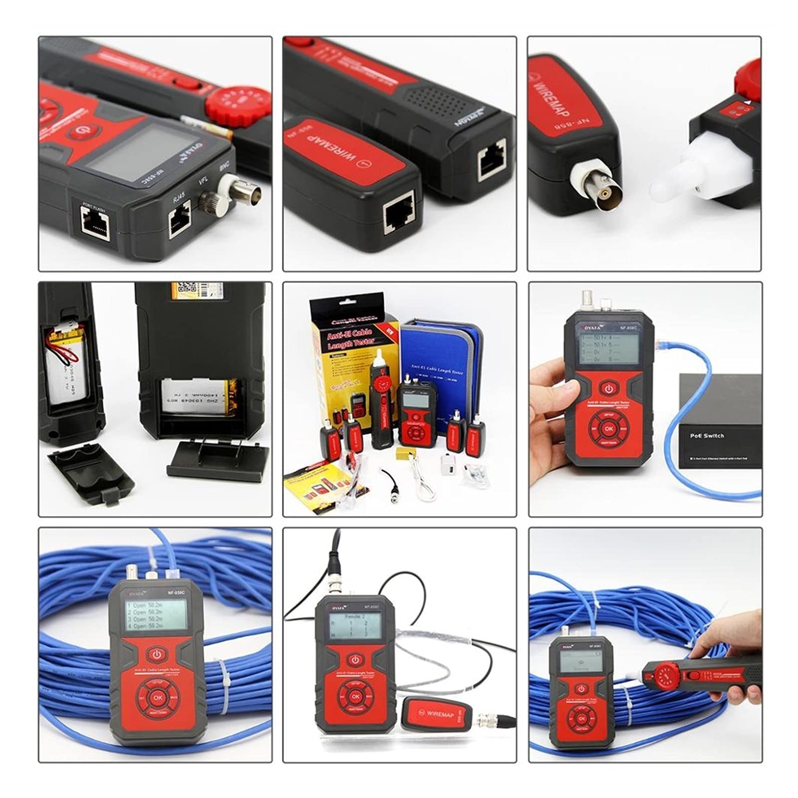 Localizador de línea Localizador Portátil Tracker Cable Probador Finder Red Testing BNC Medir la longitud del cable Para Ethernet y teléfono