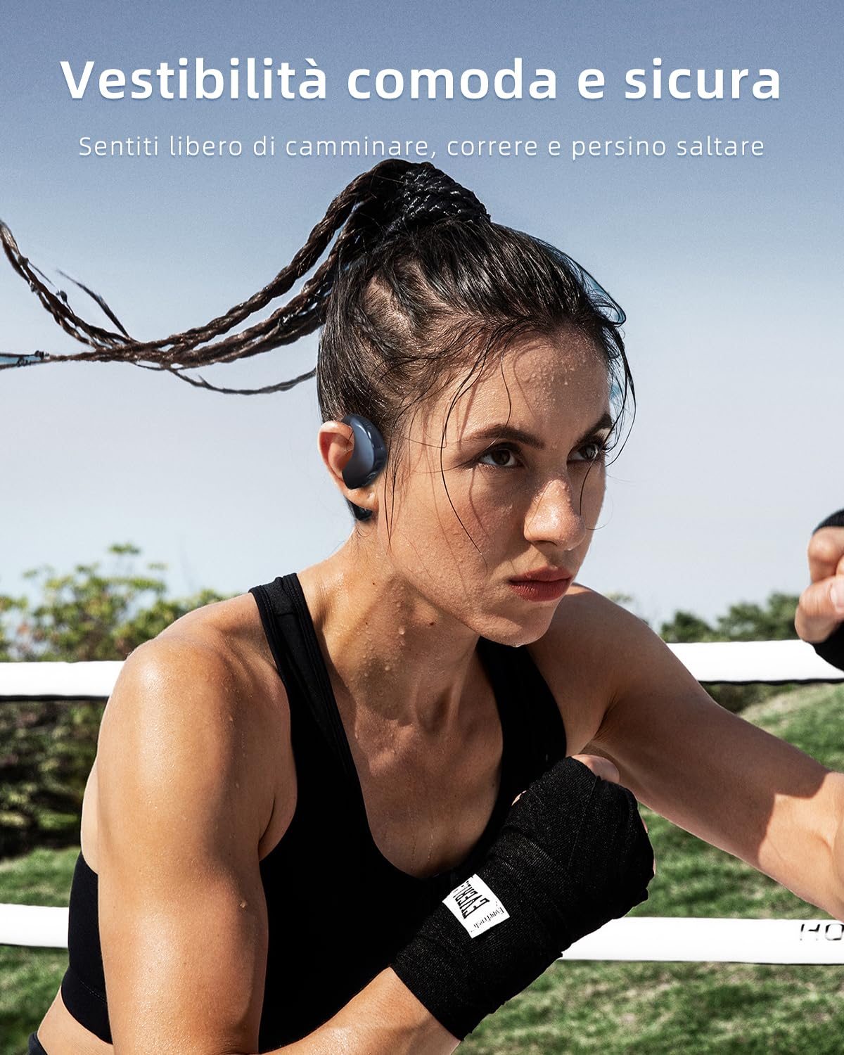 HIFI WALKER Cuffie Open-Ear Bluetooth 5.3 Sport, Driver HiFi 16,2mm, 12h Musica, Cuffie Wireless Bluetooth per Correre, Multi-Device, 8h Chiamate, 50h Standby
