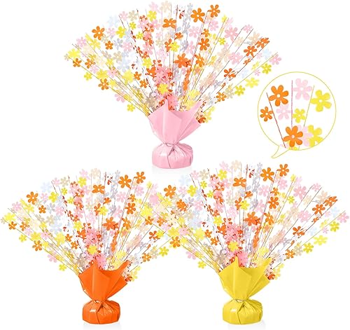 3 piezas de decoración de fiesta de cumpleaños de margaritas, centros de mesa de flores de margarita, decoración bohemia y genial, centros de mesa