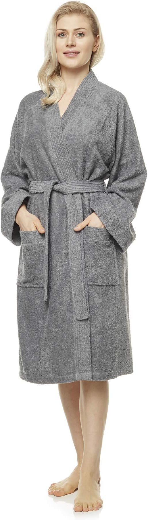 ArusWomen's Short Kimono Lightweight Bathrobe Turkish Cotton Terry Cloth Robe