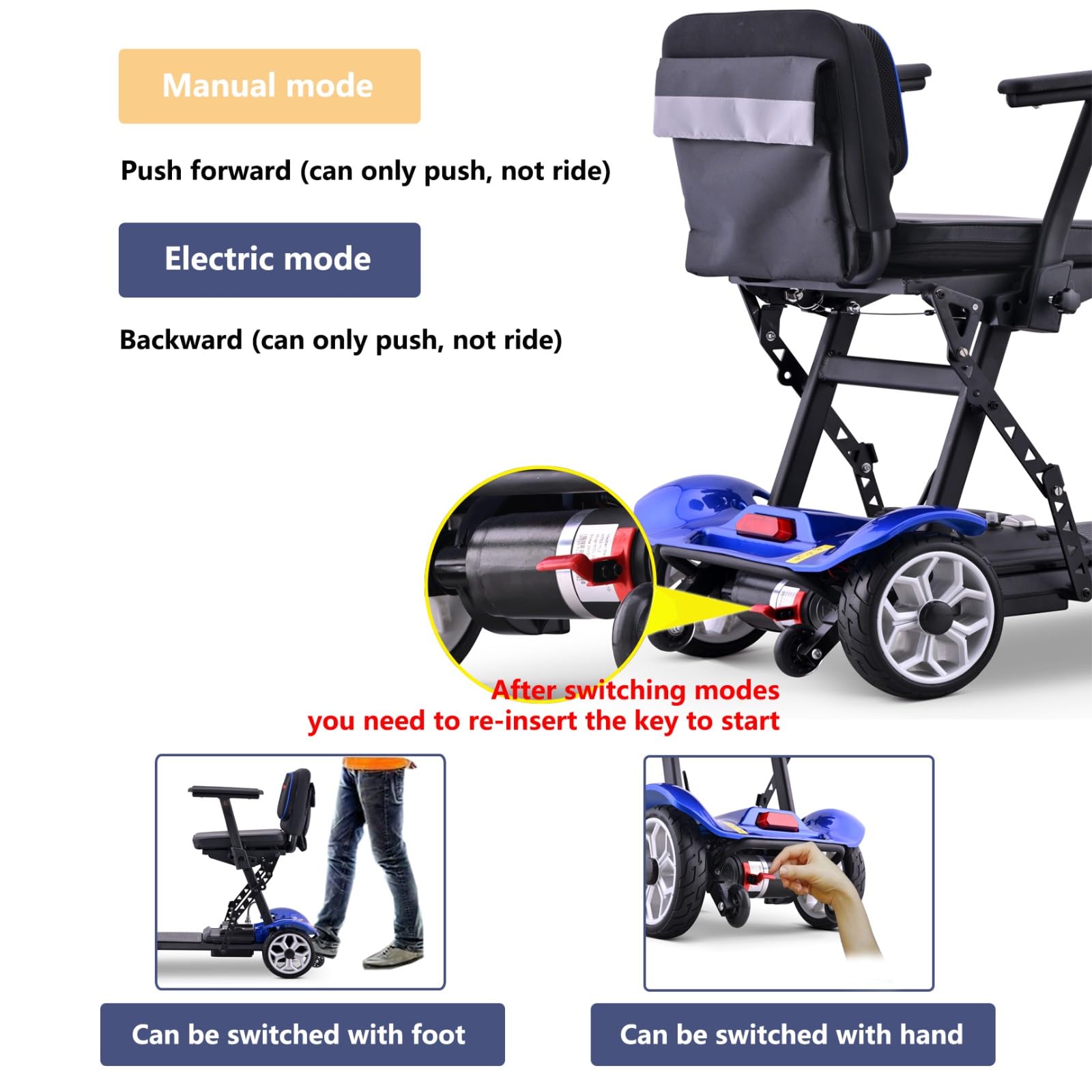 Patinete de movilidad de 4 ruedas, patinete de viaje portátil, patinetes para personas mayores, patinete de movilidad plegable, patinete de movilidad para maletero de coche, para personas mayores co