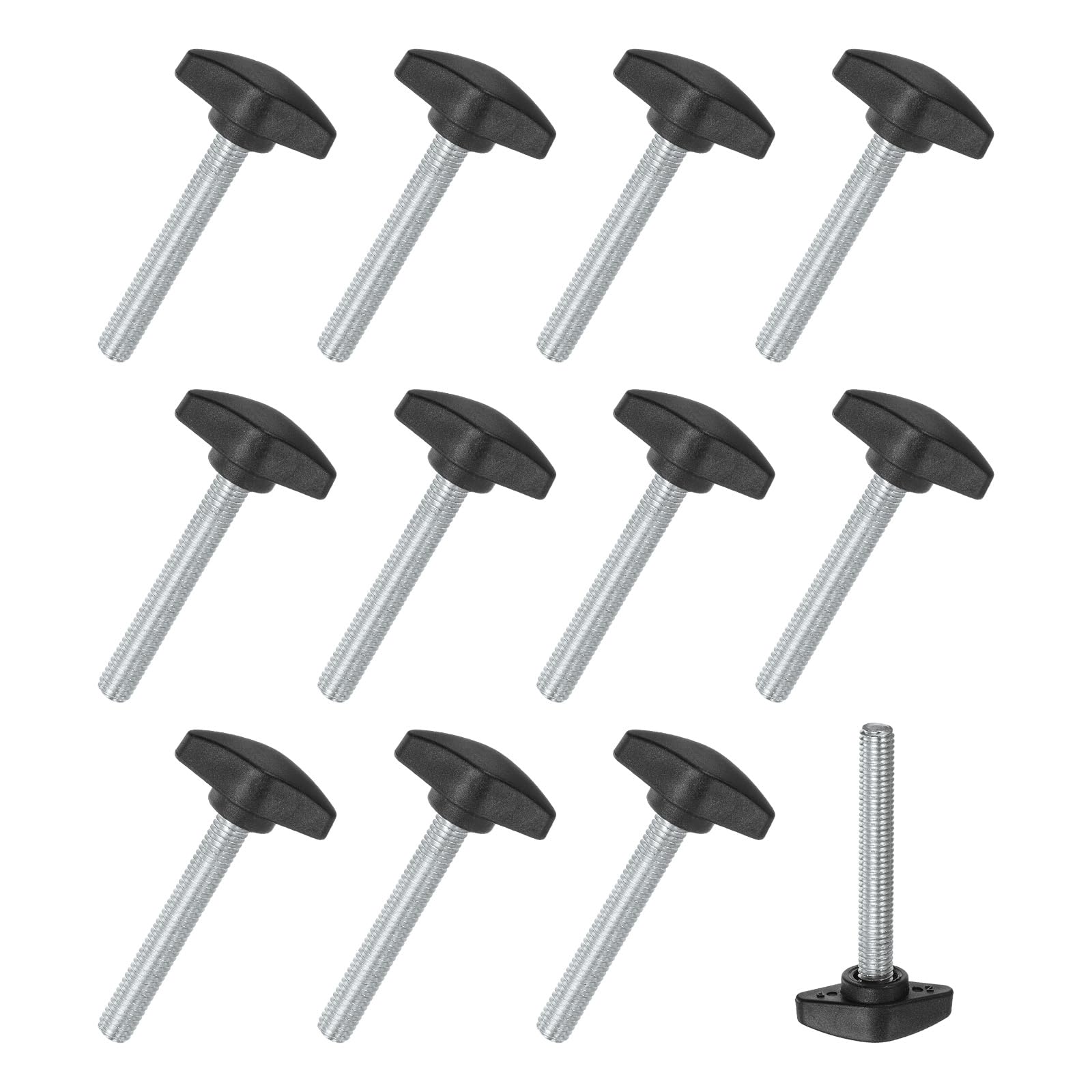 M METERXITY 12-Pack Thumb Screws, M8x50mm Tee Wing Knobs, Plastic T Handles Clamping Knob for Woodworking/Machinery/Equipment
