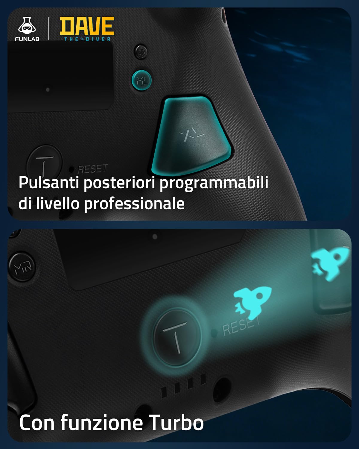Funlab Controller Switch 2 Pro con Dock per Nintendo Switch 2/1/OLED, Wireless Luminex con Sveglia 1 Tocco/Effetto Hall / 7 LED/Turbo, Setup Gaming RGB - Licenza Ufficiale Dave the Diver