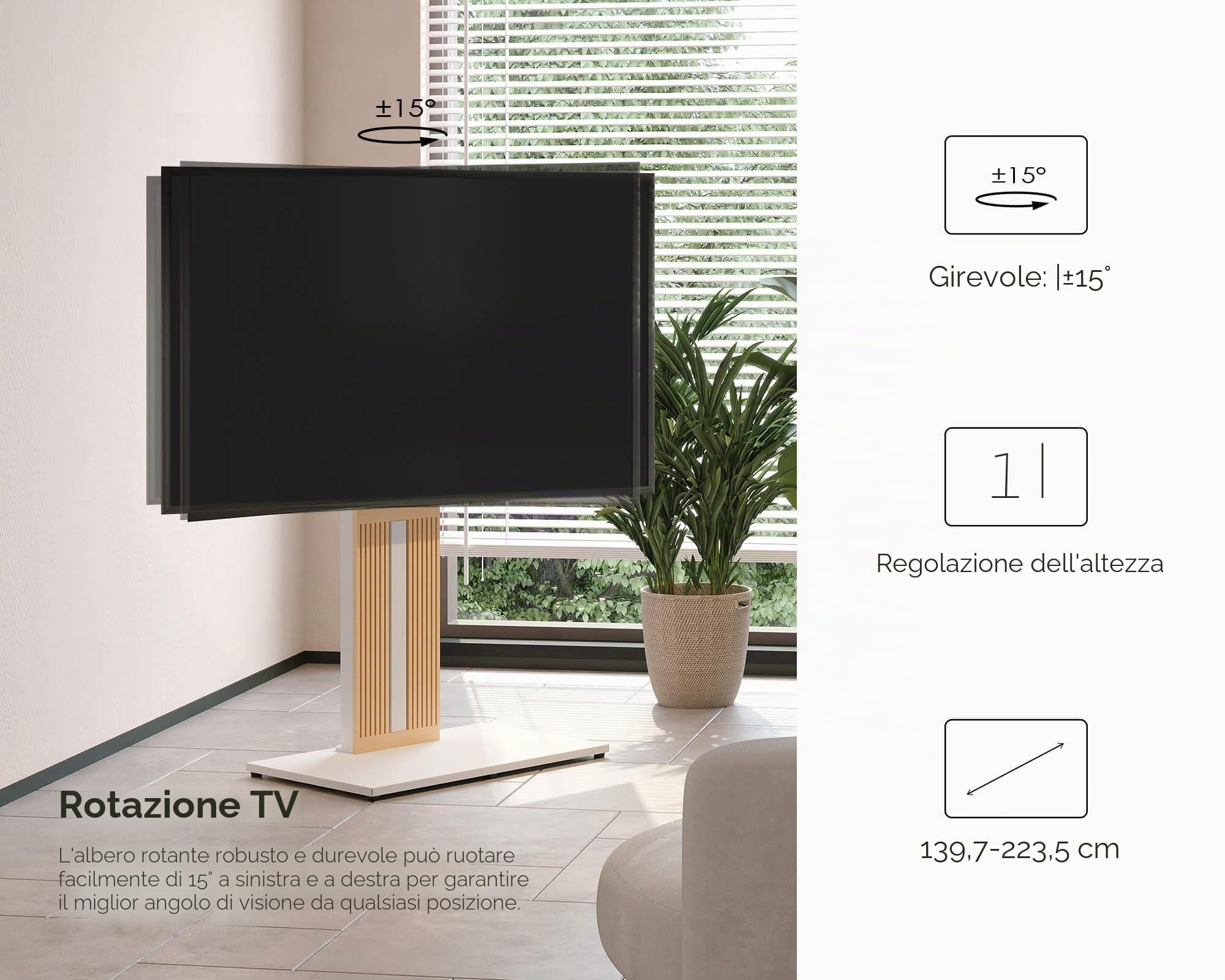 FITUEYES Supporto TV da Pavimento per 55" - 88" Regolazione Angolo ± 30° Porta TV da Terra Mobile Portata Massima 60kg Massimo VESA 600 * 400mm Serie ZEN