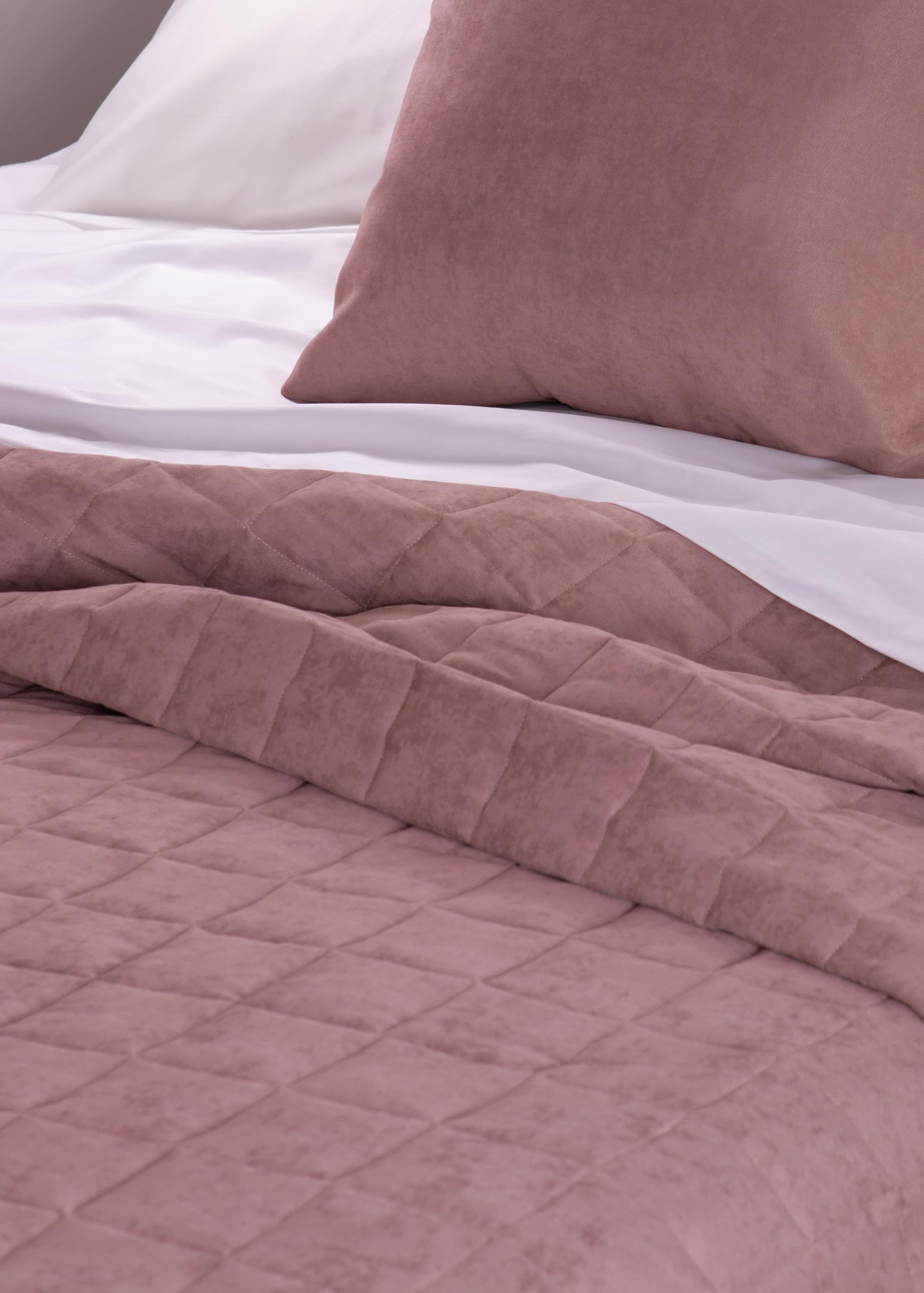Dondi Home | Fresco Copriletto Matrimoniale Trapuntato Maximilian, 270x270 cm, In Tessuto Velour, Imbottitura 90 g/mq, Colore Rosa Fard, Collezione Forever - Made In Italy