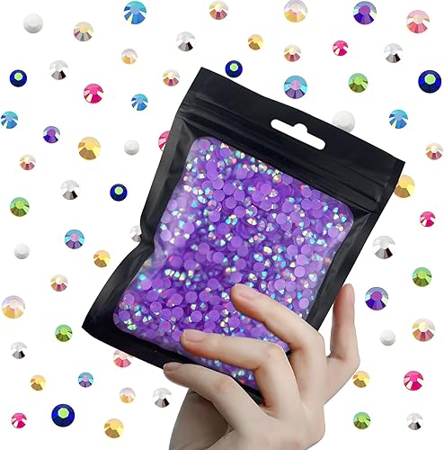Miniatura 6 de 3000 diamantes de imitación de resina de amatista de cristal de 0.197 in, gemas de gelatina a granel, cristales de parte trasera plana, no
