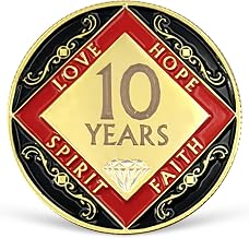 10 Year NA Medallion Ten Year Recovery Chip for NA AA 12 Step Narcotics Anonymous Coin Anniversary Token Clean and Sober Gifts for Men Women Celebrating Sobriety and Addiction Recovery