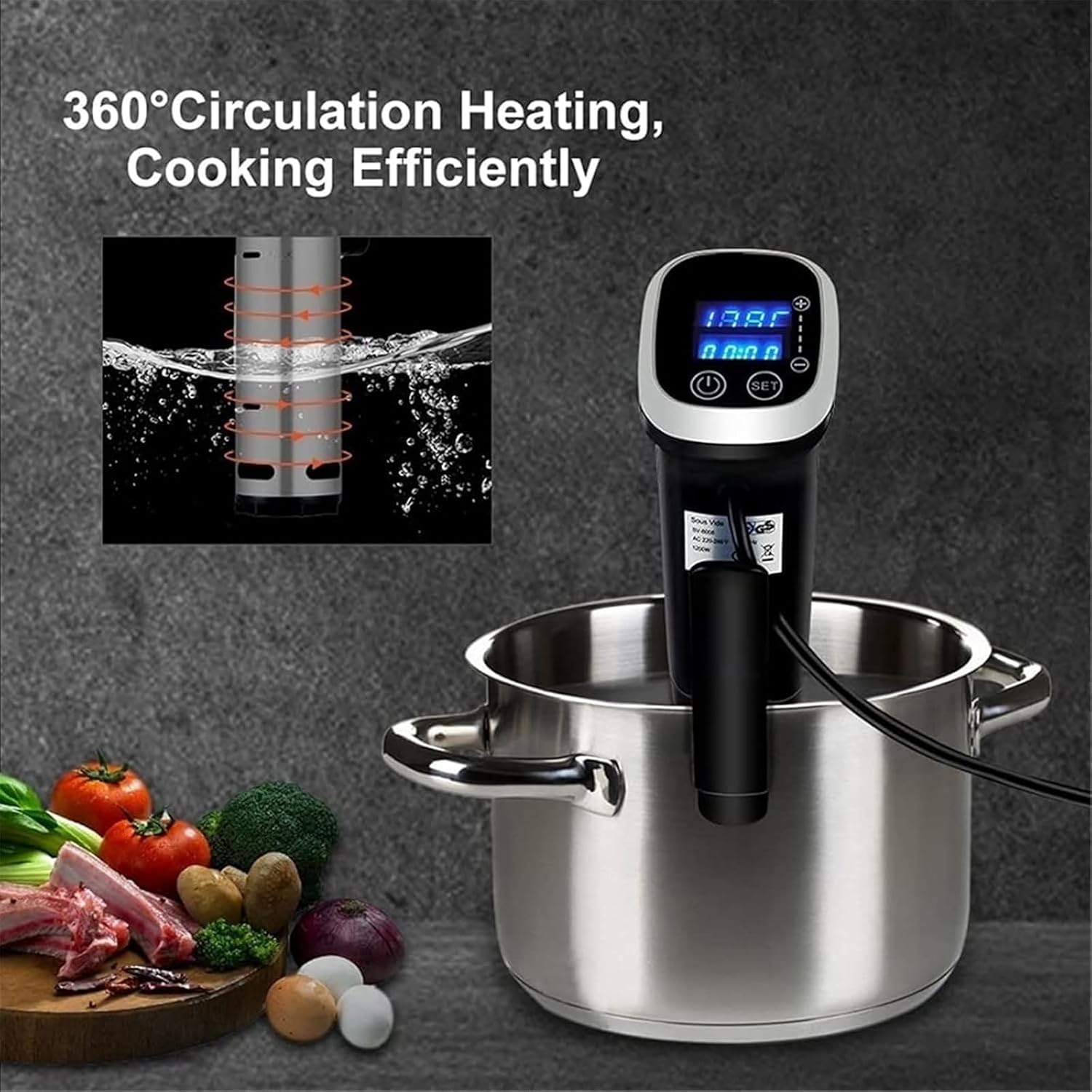 Sous Vide Kit Set, 1200W Professional Thermal Immersion Circulator Cooker with Digital Display, Accurate Temperature Time Control and IPX7 Waterproof Design, for Hotels, Western Restaurants
