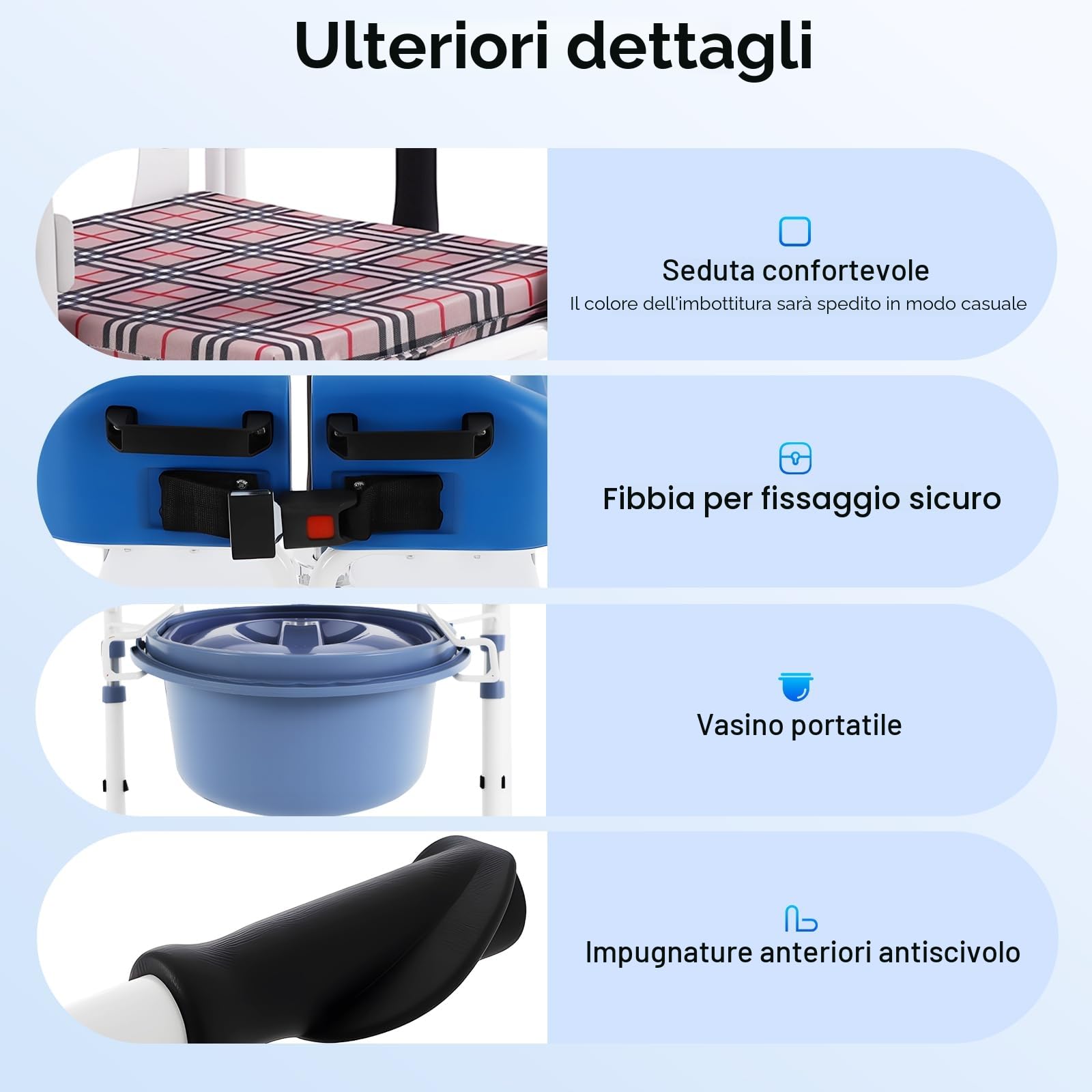 Sedia Sollevamento Idraulica per Trasferimento Pazienti, Stretta 51cm, Portata 90kg, con Ruote e Vasino, Sollevamento manuale 42 – 61 cm, per Anziani e Assistenza Domiciliare