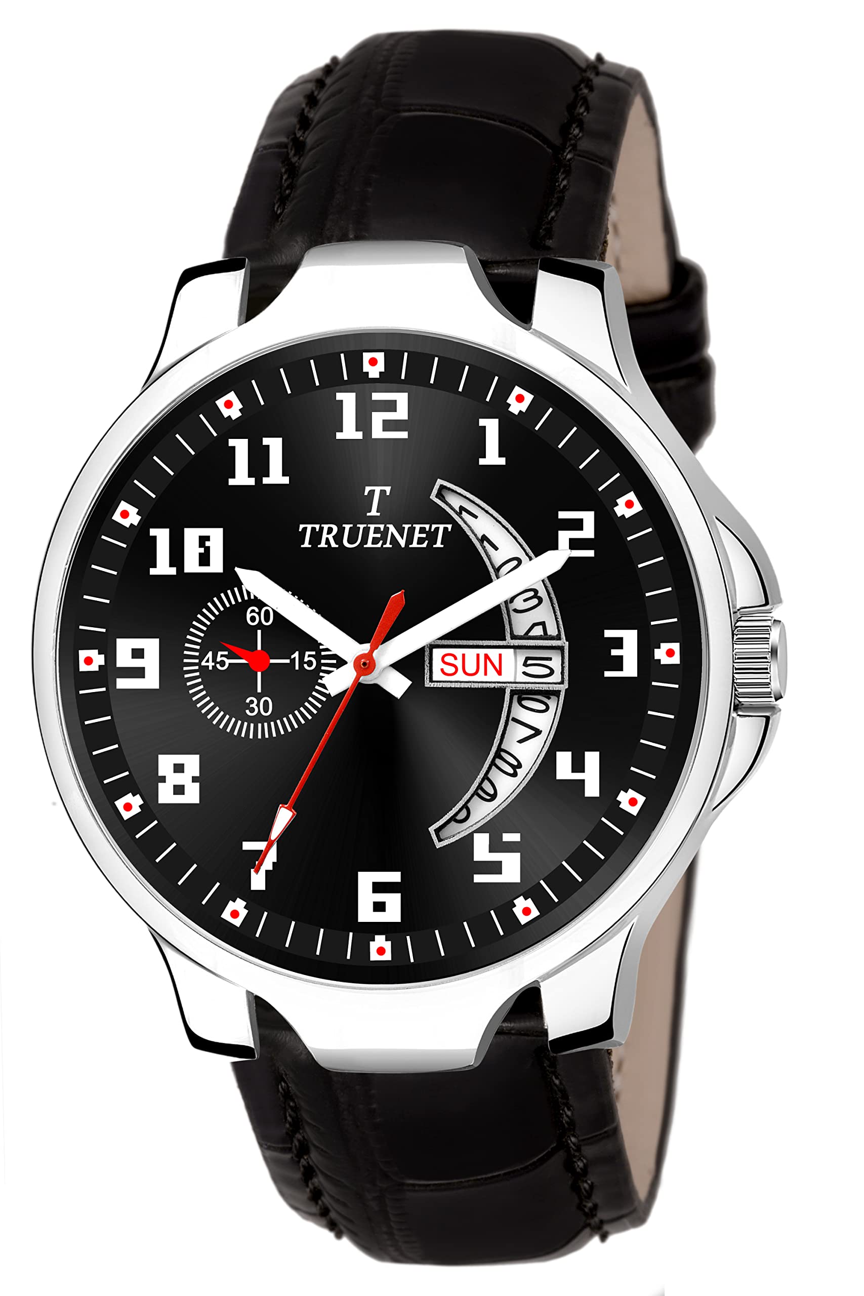 Truenet Mens Black Day & Date Round Dial Wrist Watch (B085XSWG66) Amazon Price History, Amazon Price Tracker