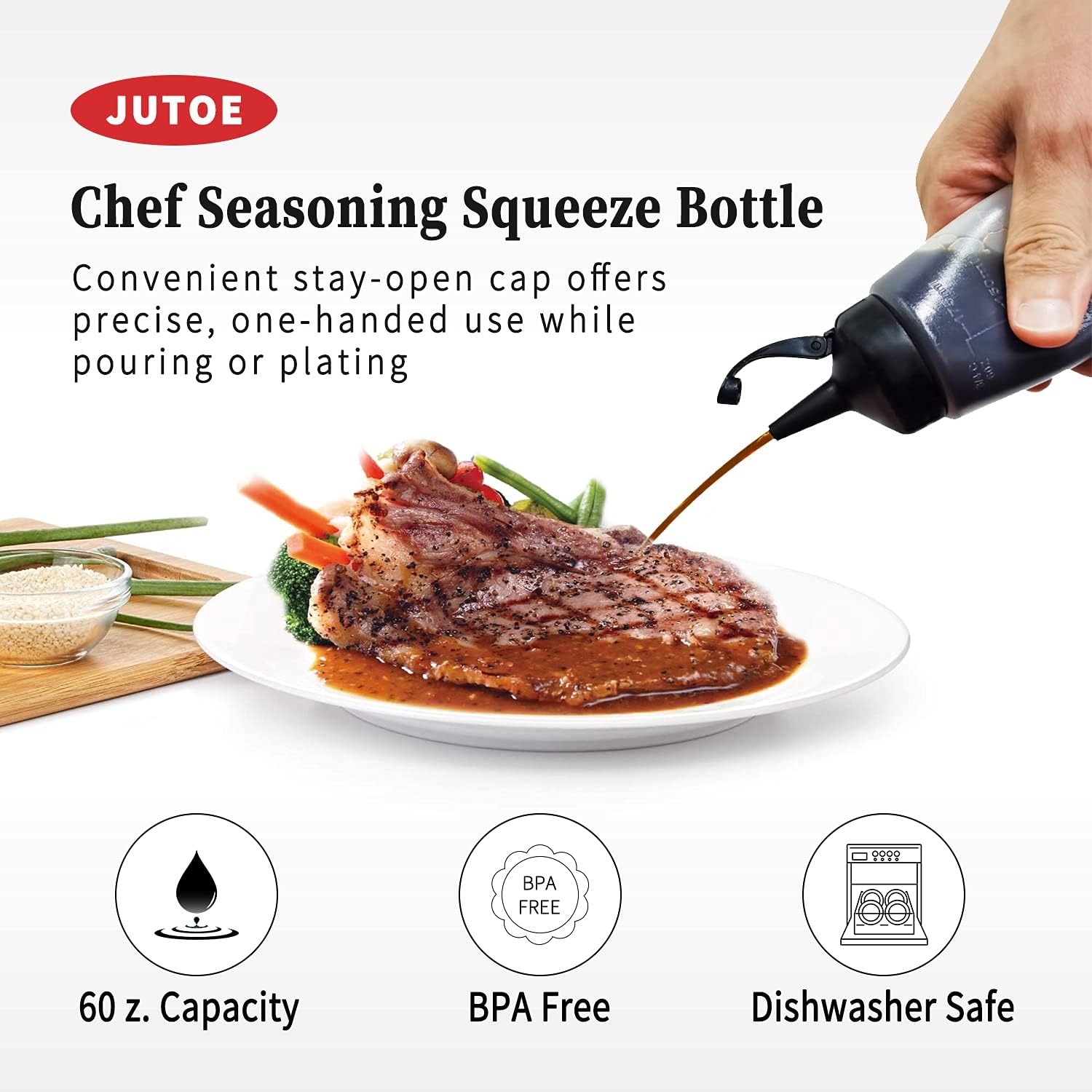 Jutoe 3PACK Plastic Squeeze Bottles, Plastic Condiment Bottles, 6 Oz