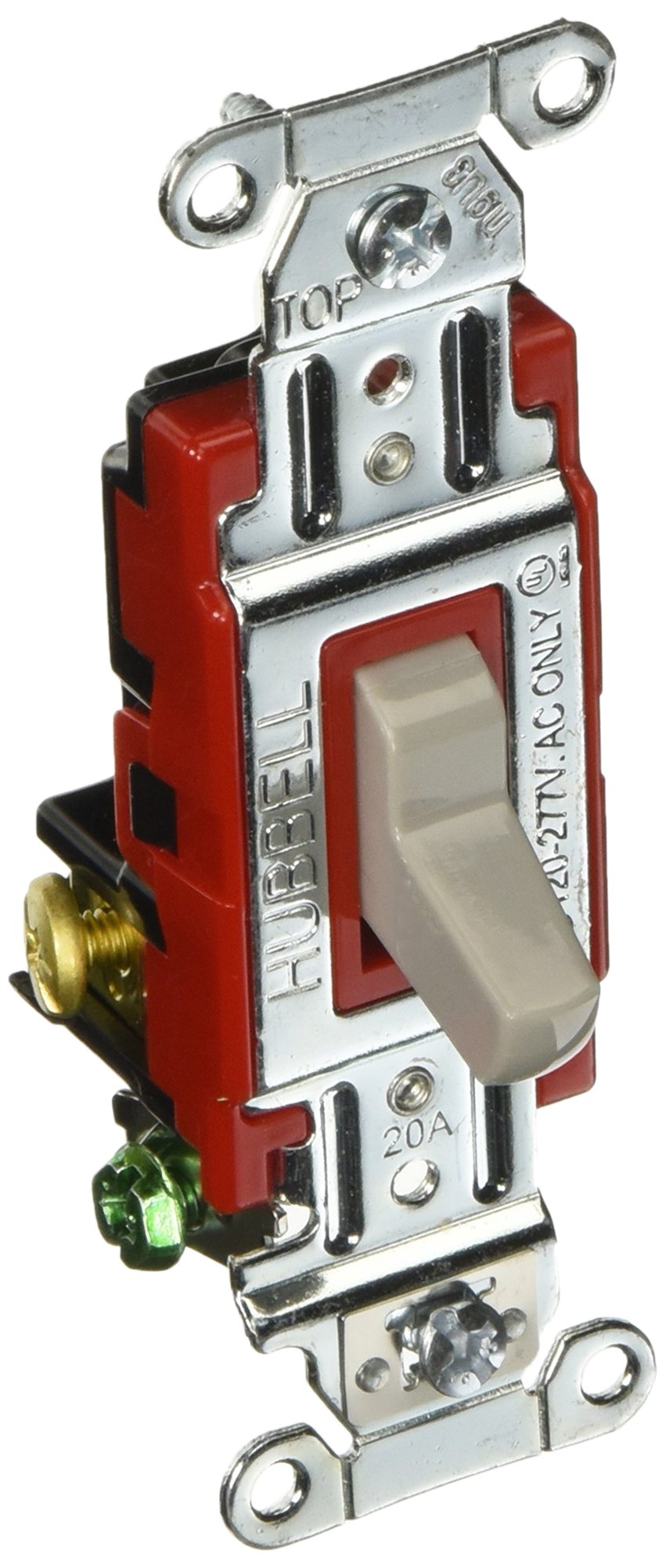 Hubbell 1223GY Switch, Hubbell-Pro, 3-way, 20A, 120/277V, Gray