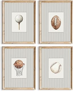 Sports Wall Art Decor Toddler Boys Room Canvas Prints Vintage Sports Nur...