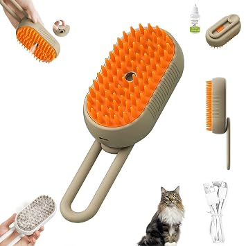 2025 New Chevaroo Horse Steam Brush, 3-In-1 Chevaroo Grooming Brush Horses,Self-Cleaning Silicone Bristle Head 360 Rotating Pet Brushes For Horses Pets Cat 1PC-A