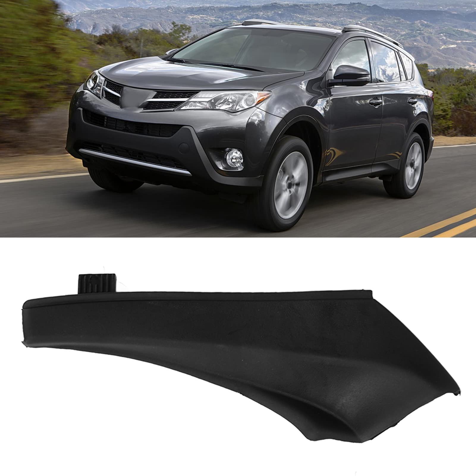 Front Wiper Side Cowl Extension Cover, Exquisite Finish Windshield Wiper Side Cowl Extension Trim Fender Cover Perfect Match for Highstrength Cowl Hood Side for RAV4 (Left 53867 0R030 / 53867 42020)