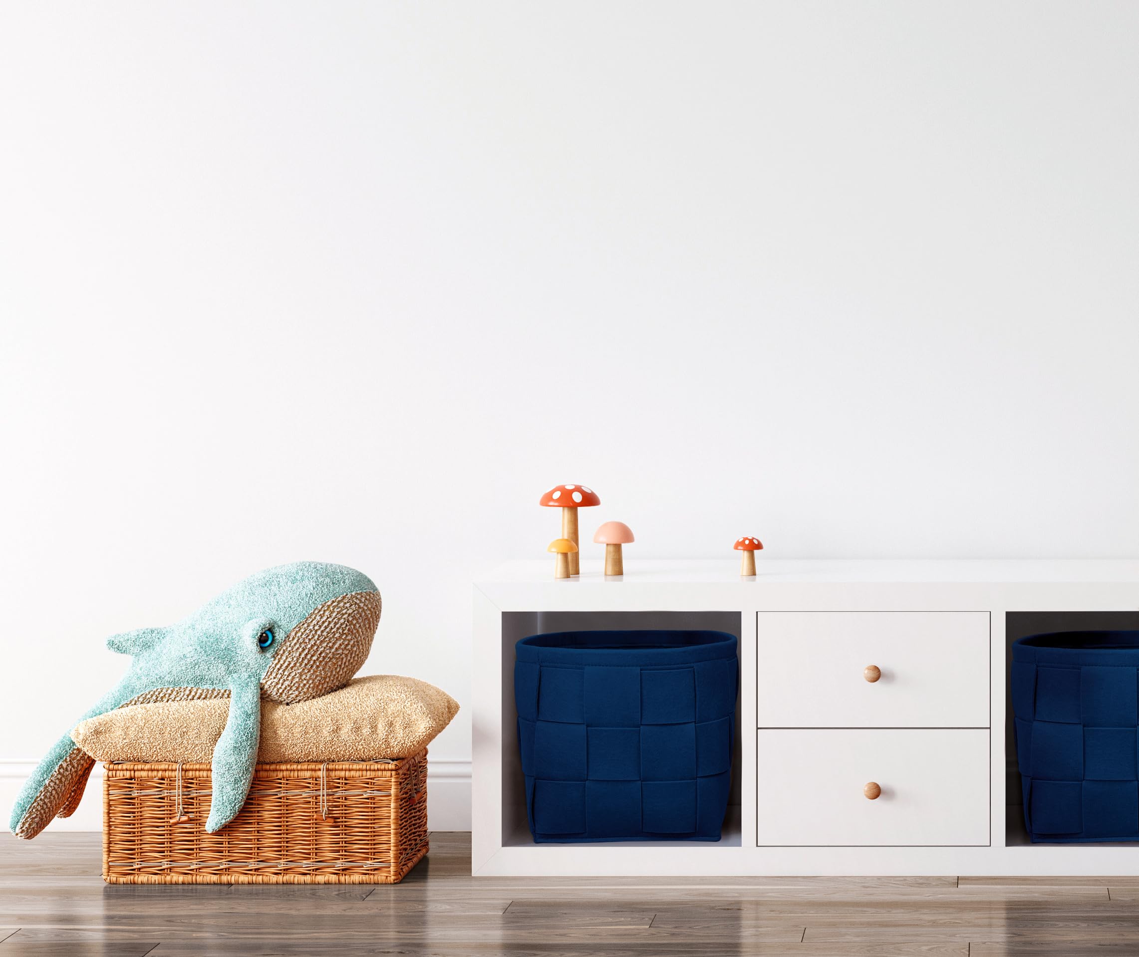 Cesta in feltro 24x24x24 cm | Ideale per legna da camino e riviste | Resistente e versatile | Cesta pieghevole adatta per scaffali [Blu scuro]