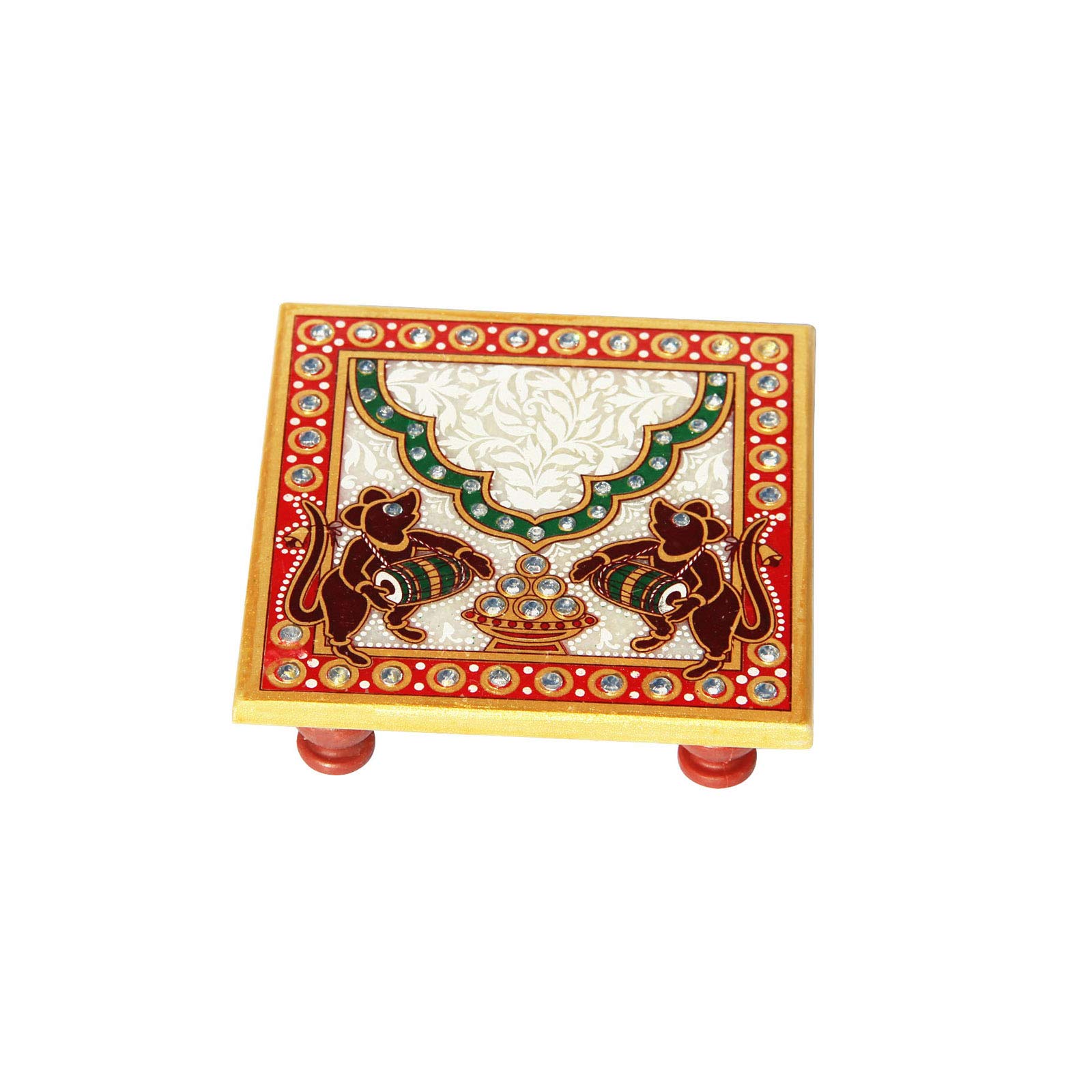 Marble Chowki with Mouse Painted