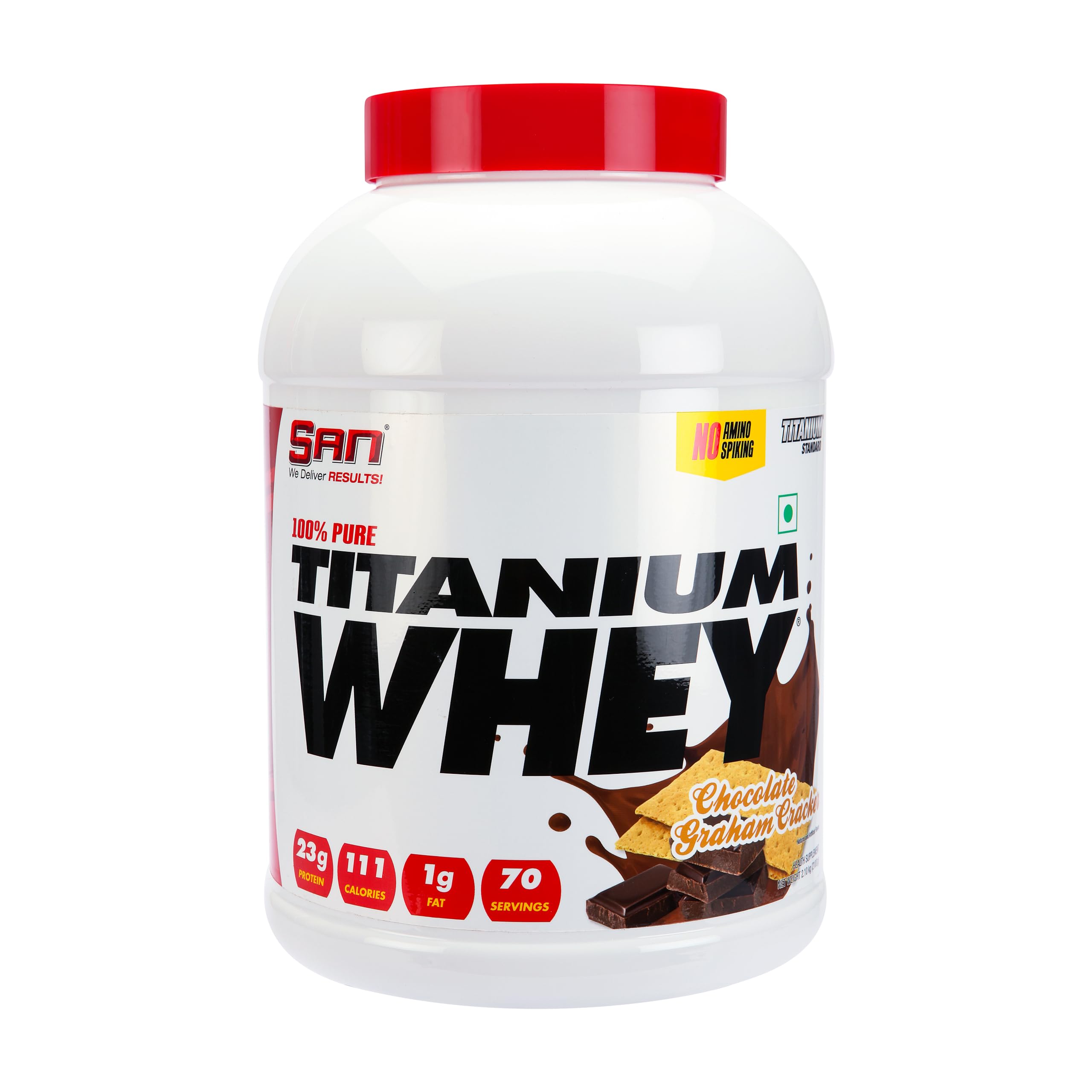 San Nutrition 100% Pure Titanium Whey Protein Powder | 23g protein | Concentrate & Isolate | (2.1kg (70 servings), Chocolate Graham Craker)-image-35
