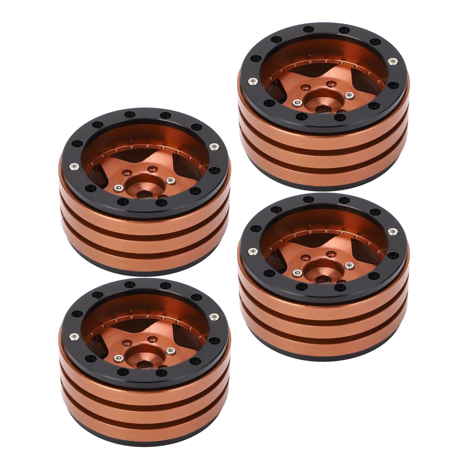 4 szt. Piasta koła ze stopu aluminium CNC, 1,9-calowy wytrzymały zamiennik do samochodu gąsienicowego RC SCX10 w skali 1/10 Trwała, wytrzymała, ścierna, obciążona konstrukcja (Copper)