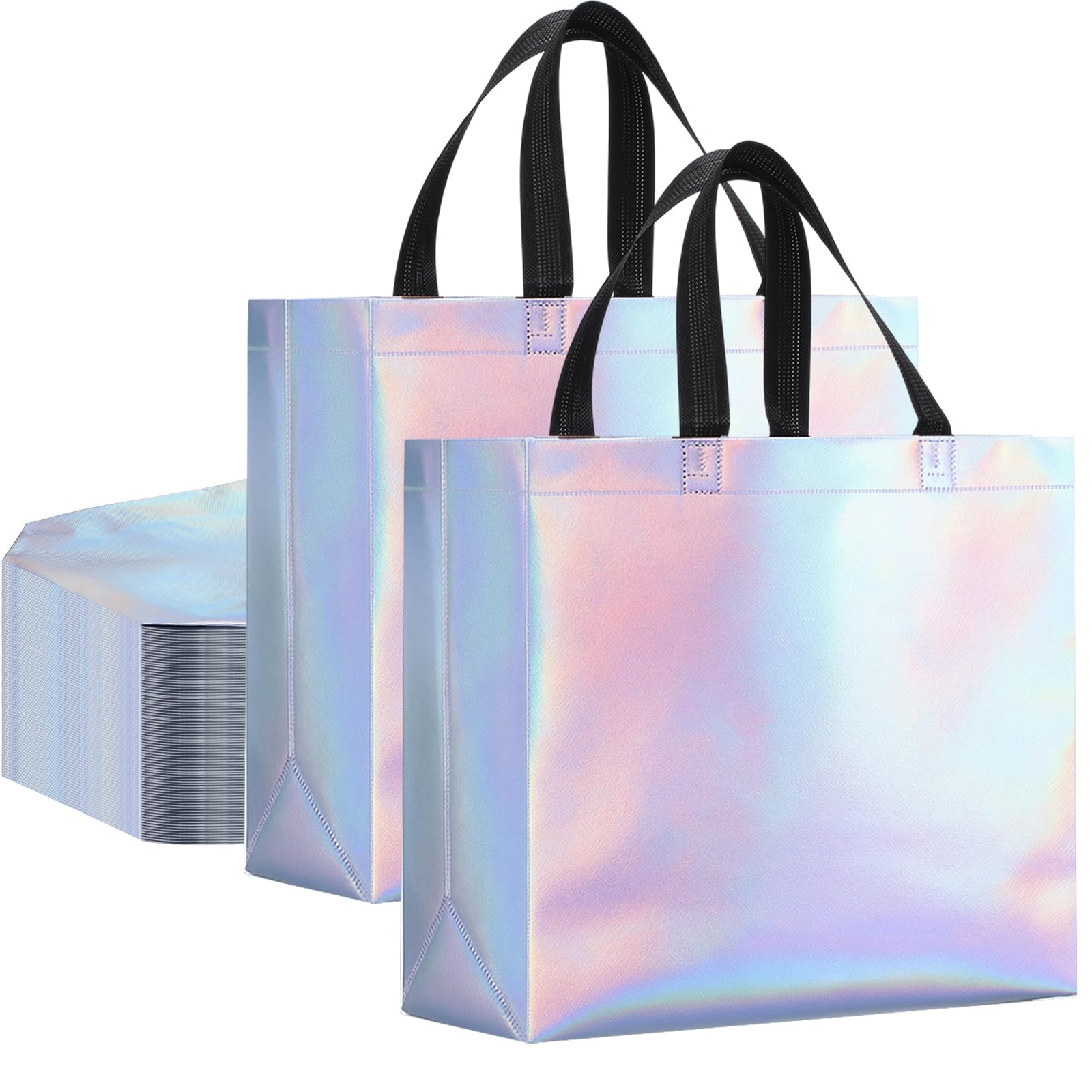 Eccliy Lot de 80 sacs cadeaux brillants réutilisables avec poignées pour mariage, enterrement de vie de jeune fille, Noël